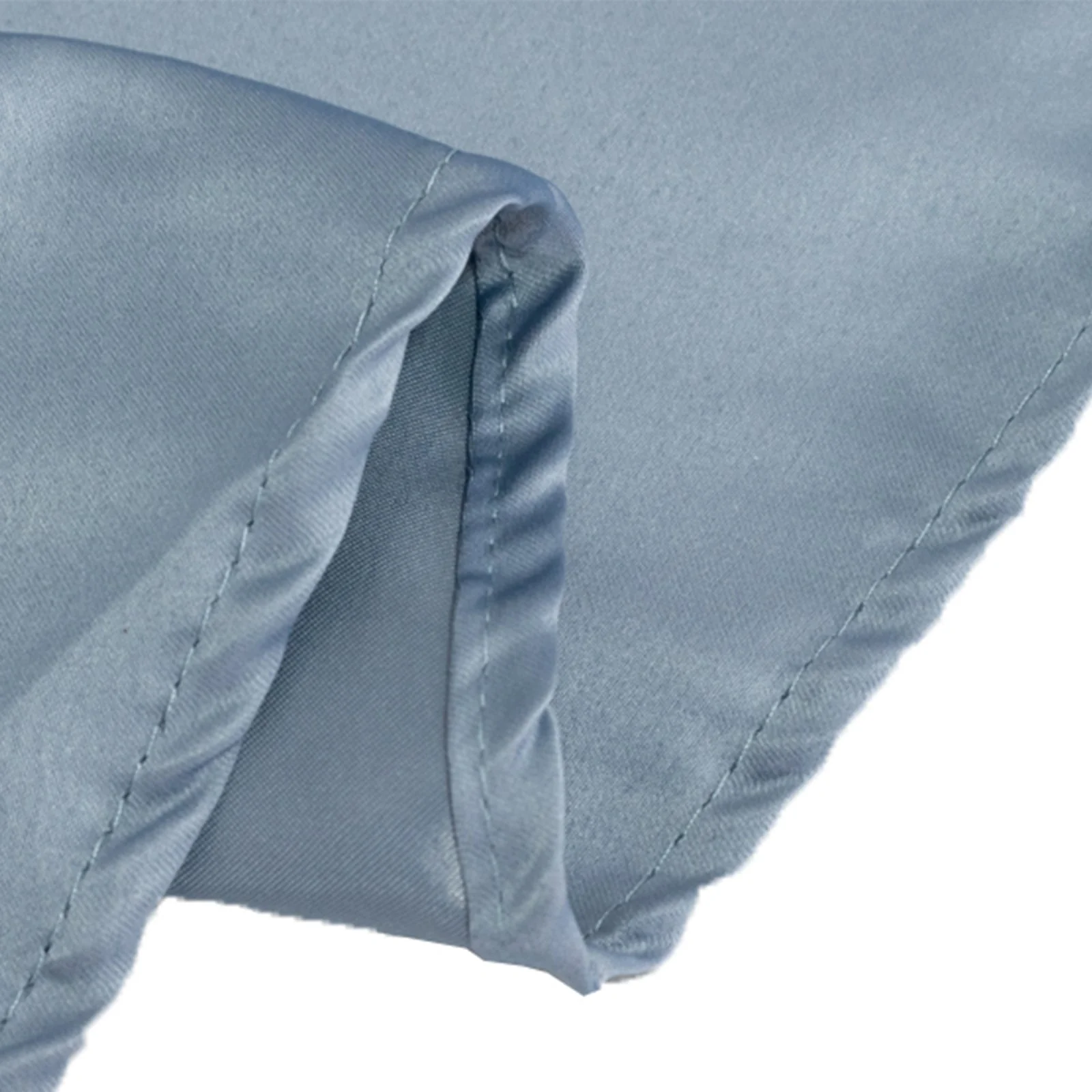 Lamour Satin Round Tablecloth 120" Dusty Blue - Seamless Table Cover - Image 7