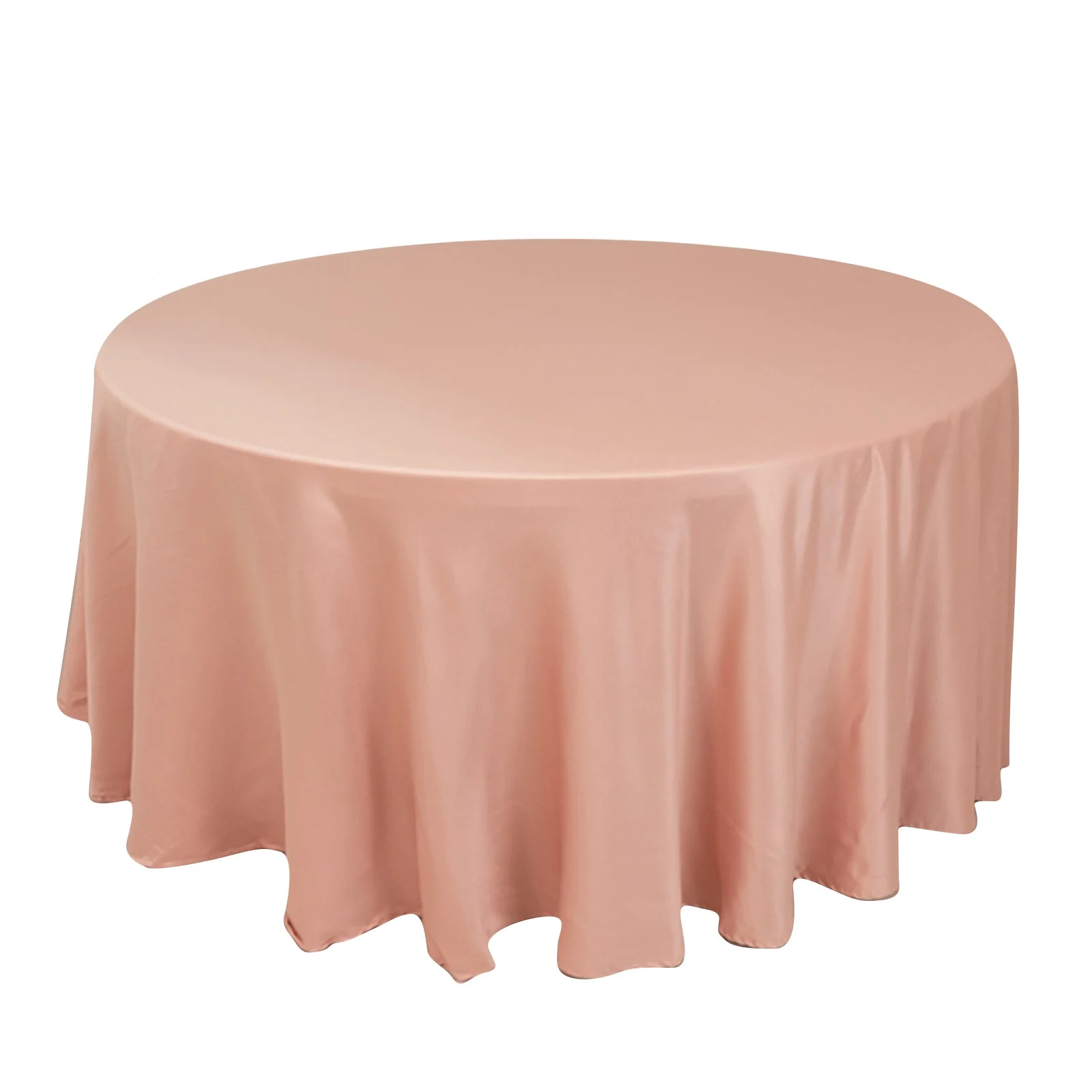 Lamour Satin Round Tablecloth 120" Dusty Rose - Seamless Table Cover - Image 3