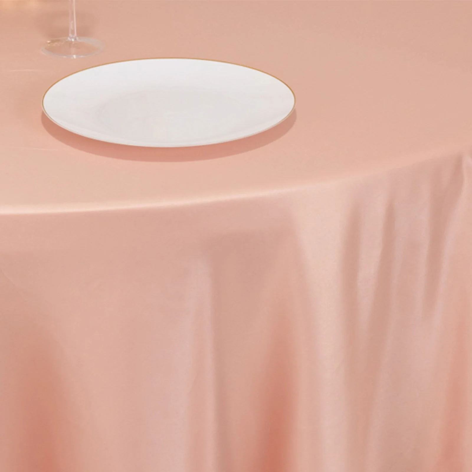 Lamour Satin Round Tablecloth 120" Dusty Rose - Seamless Table Cover - Image 6