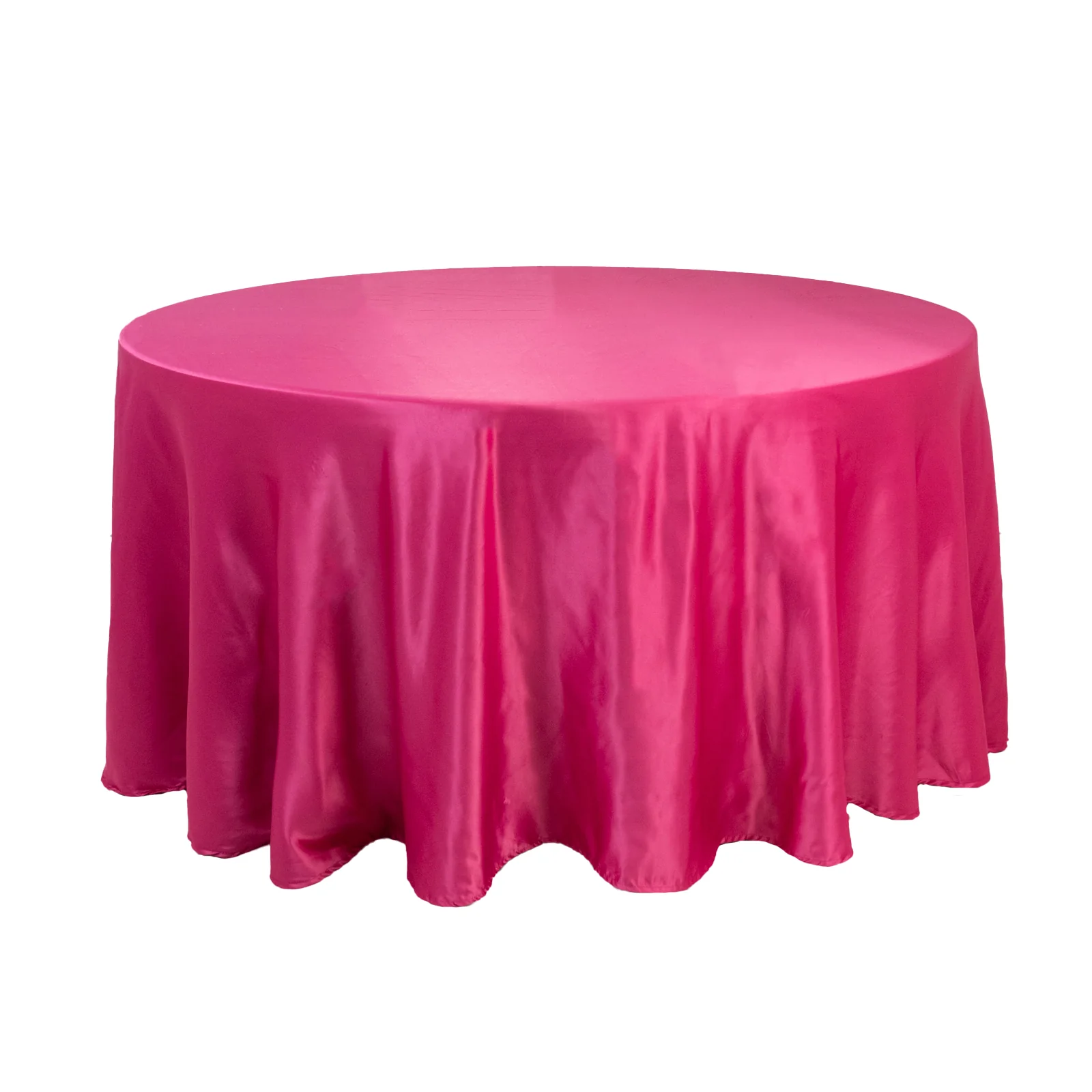 Lamour Satin Round Tablecloth 120" Fuchsia - Seamless Table Cover - Image 3