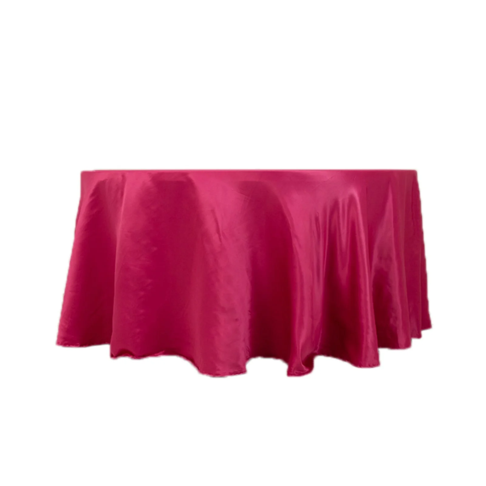 Lamour Satin Round Tablecloth 120" Fuchsia - Seamless Table Cover - Image 6