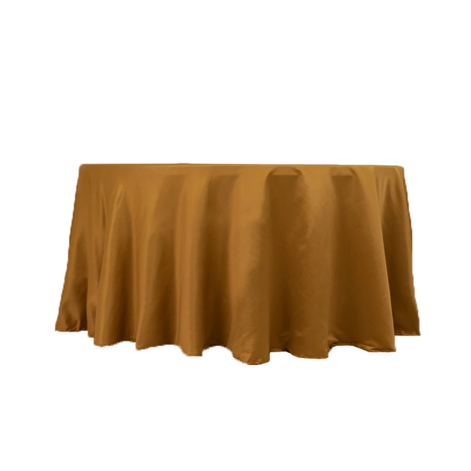 Lamour Satin Round Tablecloth 120" Gold - Silk-Like Seamless Table Cover for Exquisite Weddings - Image 5