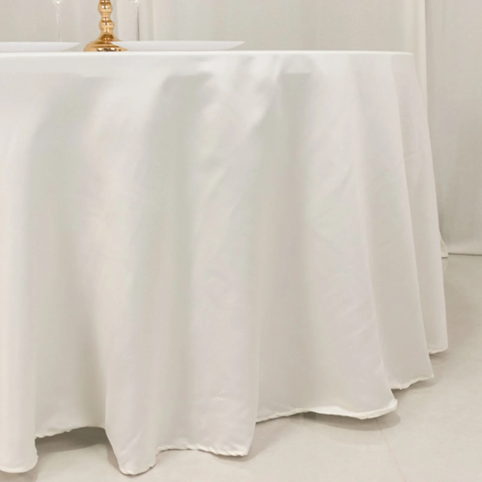 Lamour Satin Round Tablecloth 120" Ivory - Silk-Like Seamless Table Cover for Exquisite Weddings - Image 2
