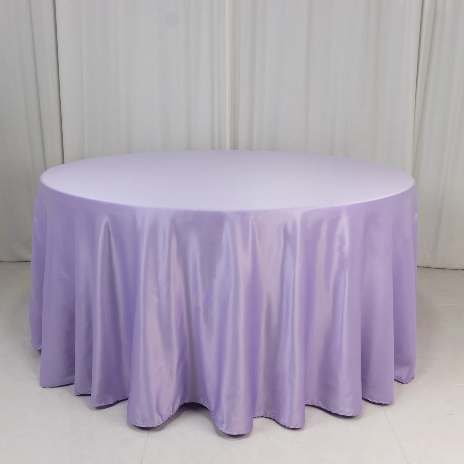 Lamour Satin Round Tablecloth 120" Lavender Lilac - Seamless Table Cover