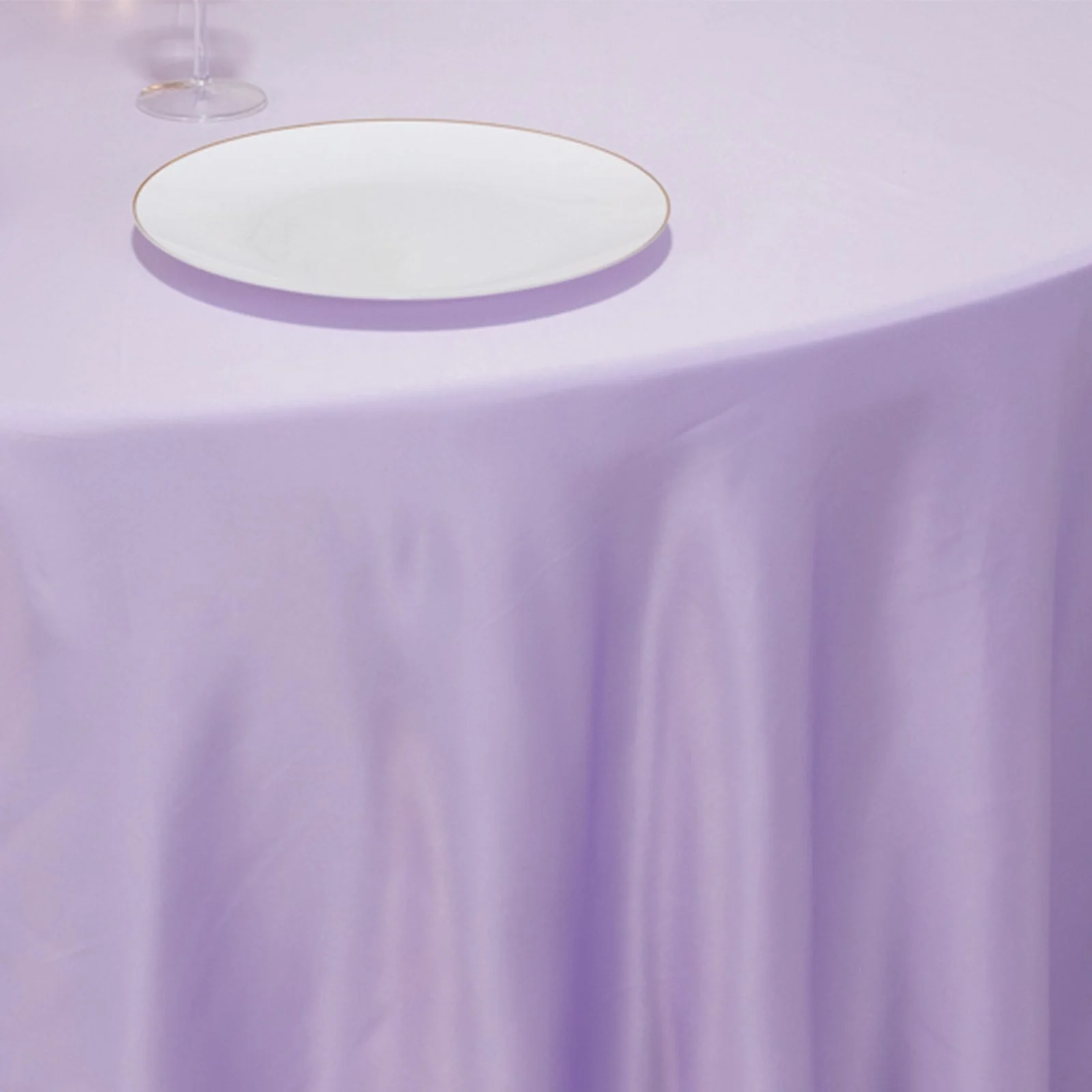 Lamour Satin Round Tablecloth 120" Lavender Lilac - Seamless Table Cover - Image 6