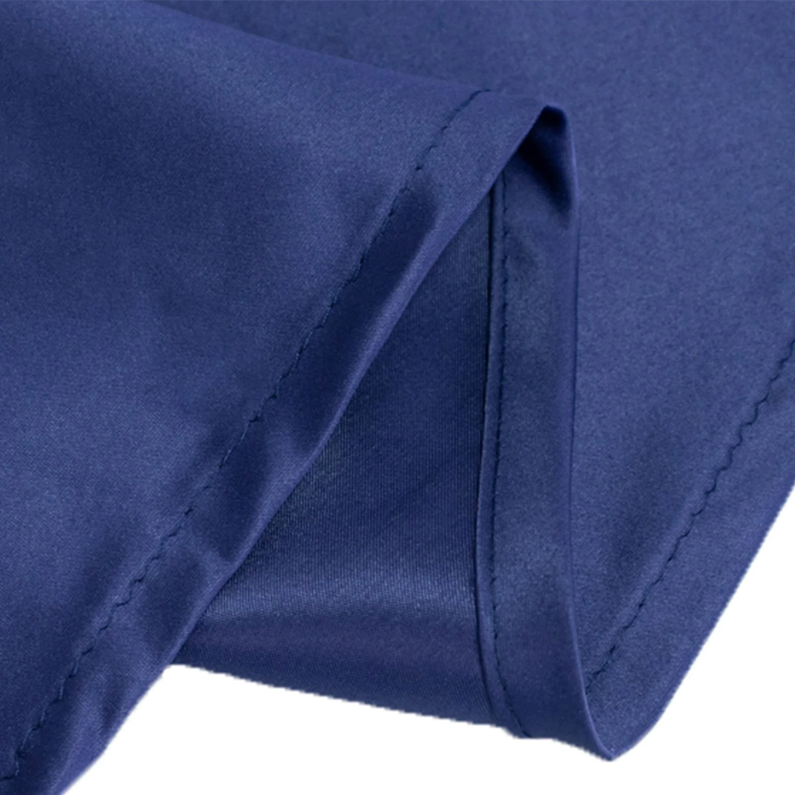 Lamour Satin Round Tablecloth 120" Navy Blue - Seamless Table Cover - Image 7