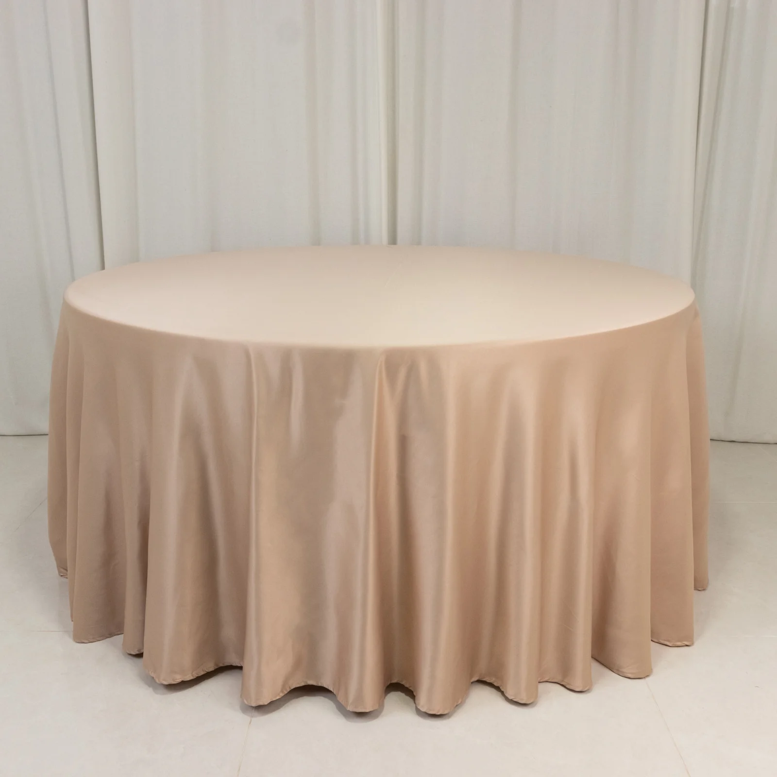 Lamour Satin Round Tablecloth 120" Nude - Seamless Table Cover