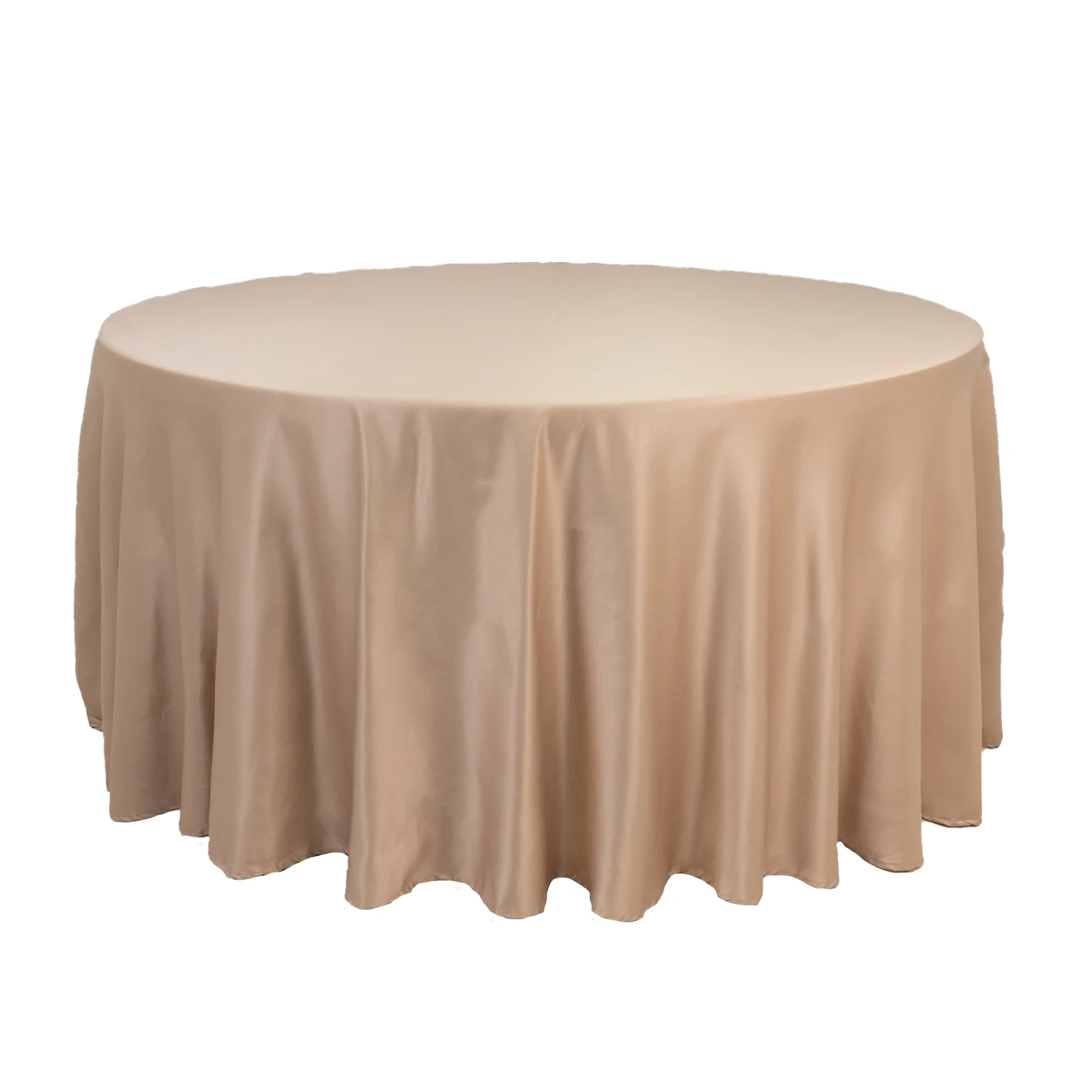 Lamour Satin Round Tablecloth 120" Nude - Seamless Table Cover - Image 3