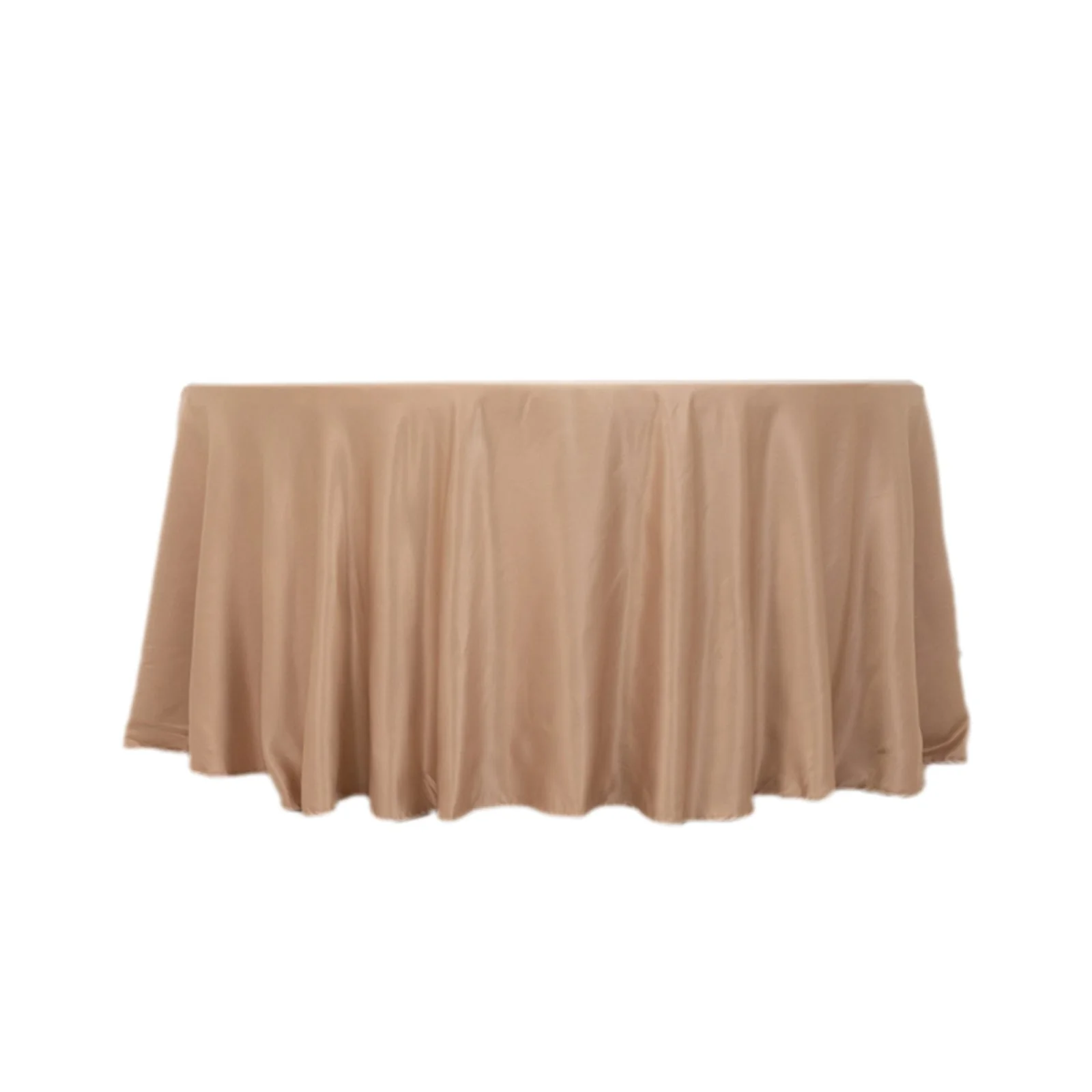 Lamour Satin Round Tablecloth 120" Nude - Seamless Table Cover - Image 6
