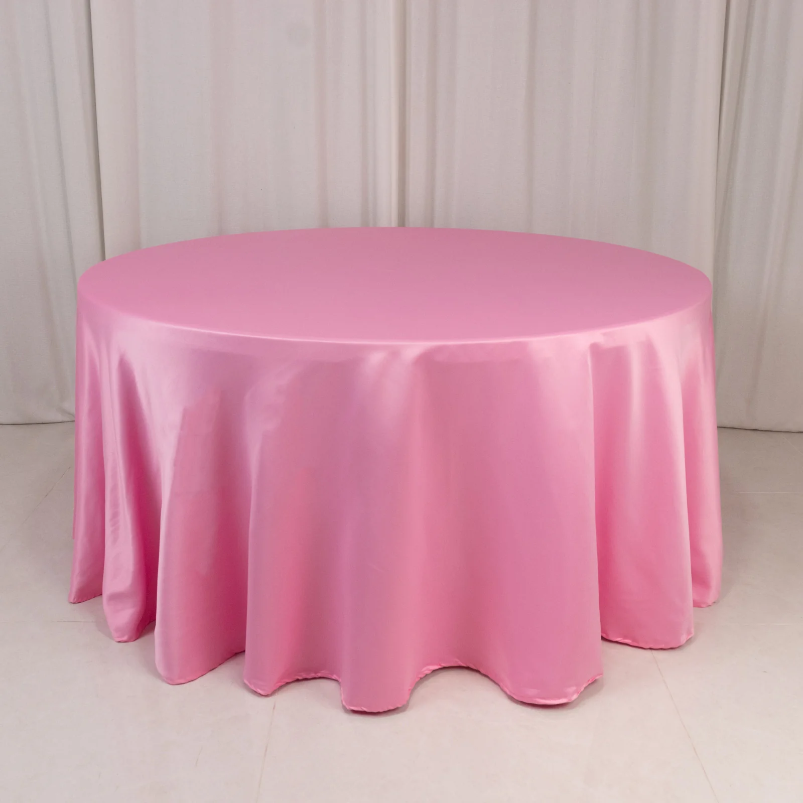 Lamour Satin Round Tablecloth 120" Pink - Seamless Table Cover