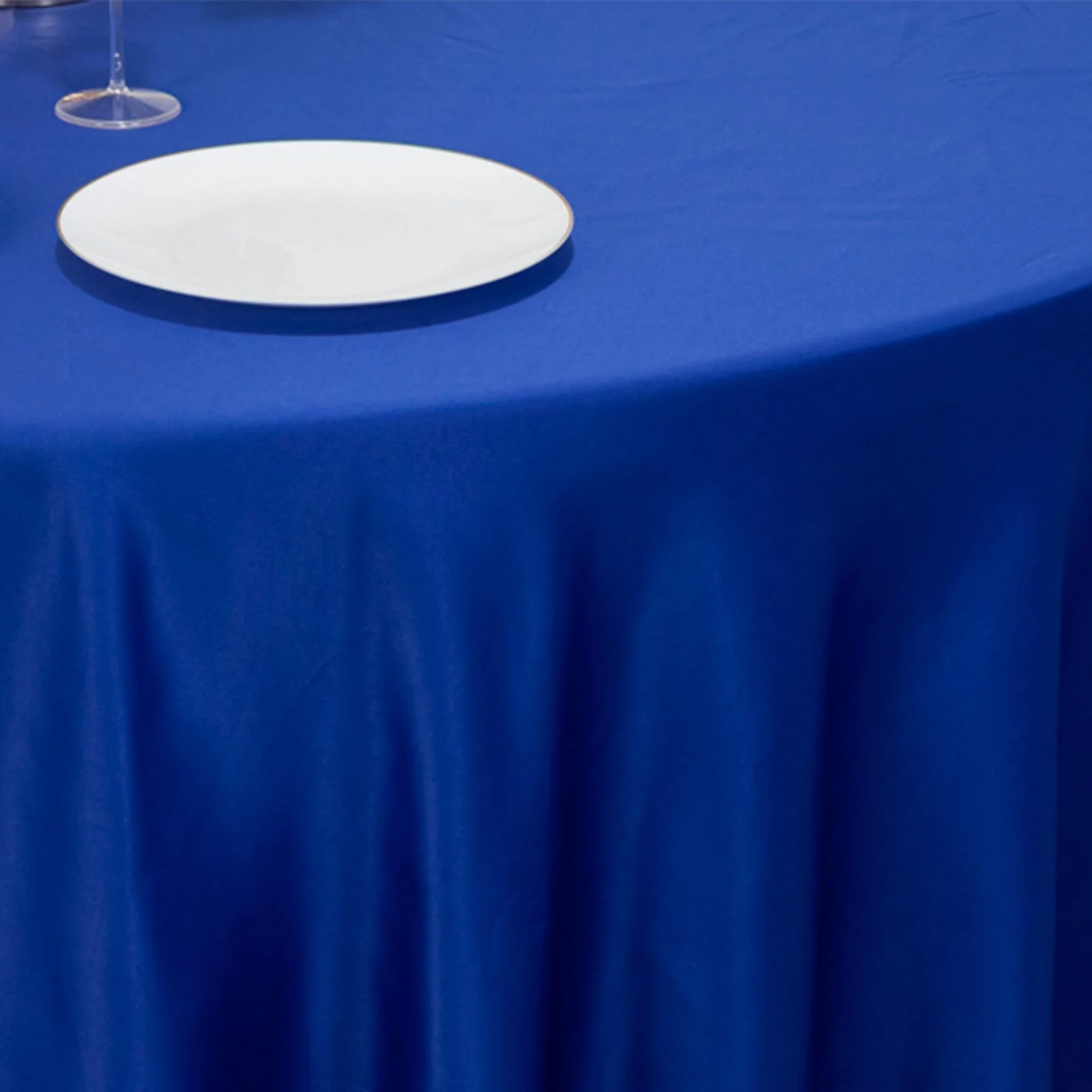 Lamour Satin Round Tablecloth 120" Royal Blue - Seamless Table Cover - Image 6