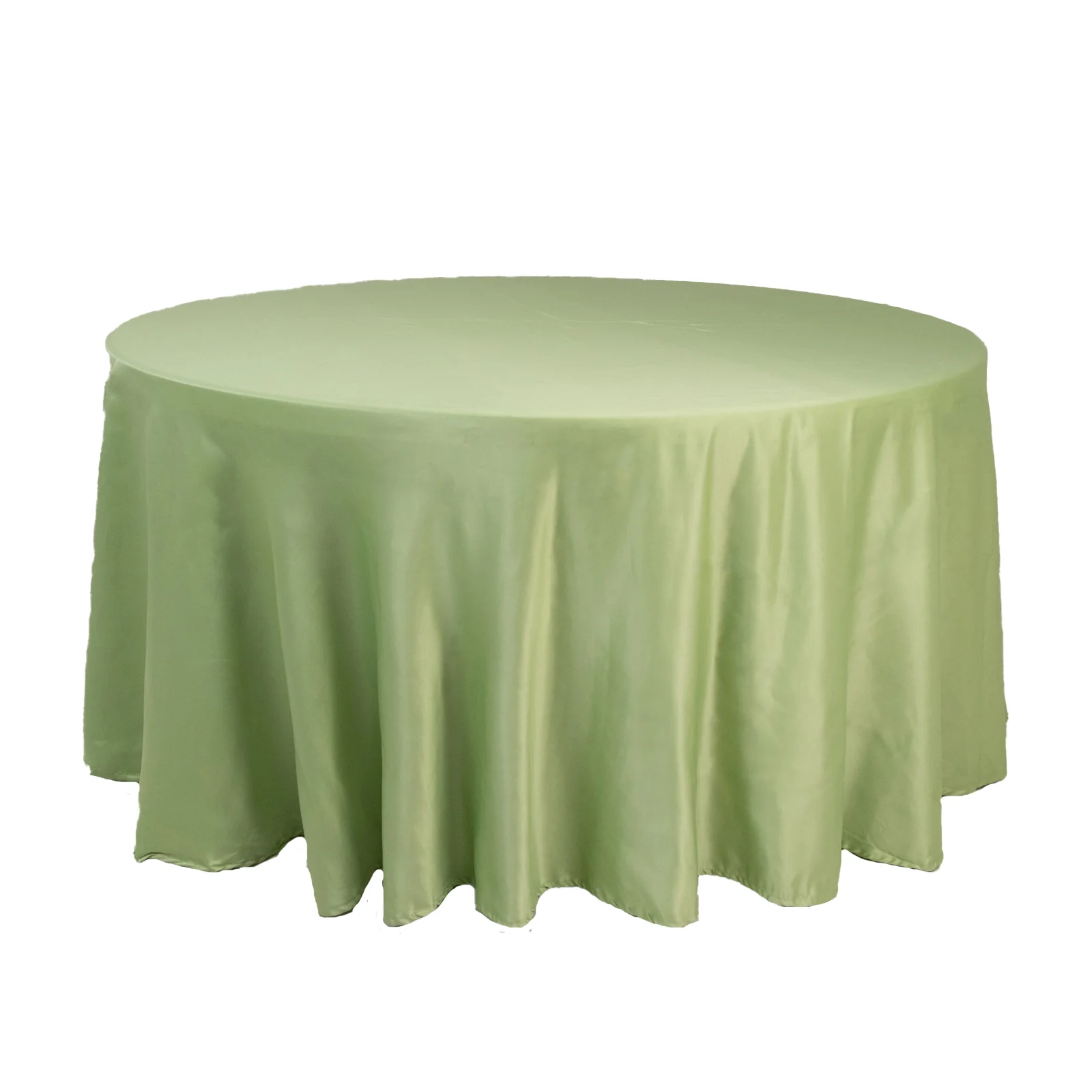 Lamour Satin Round Tablecloth 120" Sage Green - Seamless Table Cover - Image 3