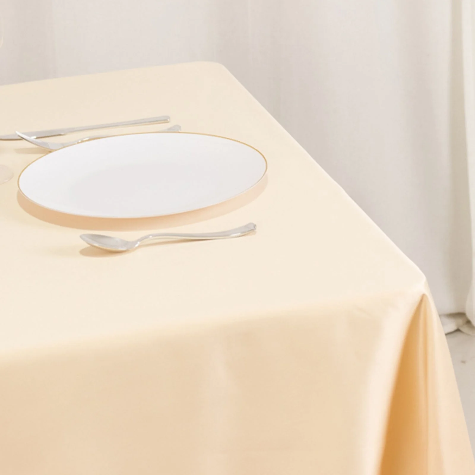 Lamour Satin Square Table Overlay 54"x54" Beige - Soft Tempered Sheen Table Topper - Image 5