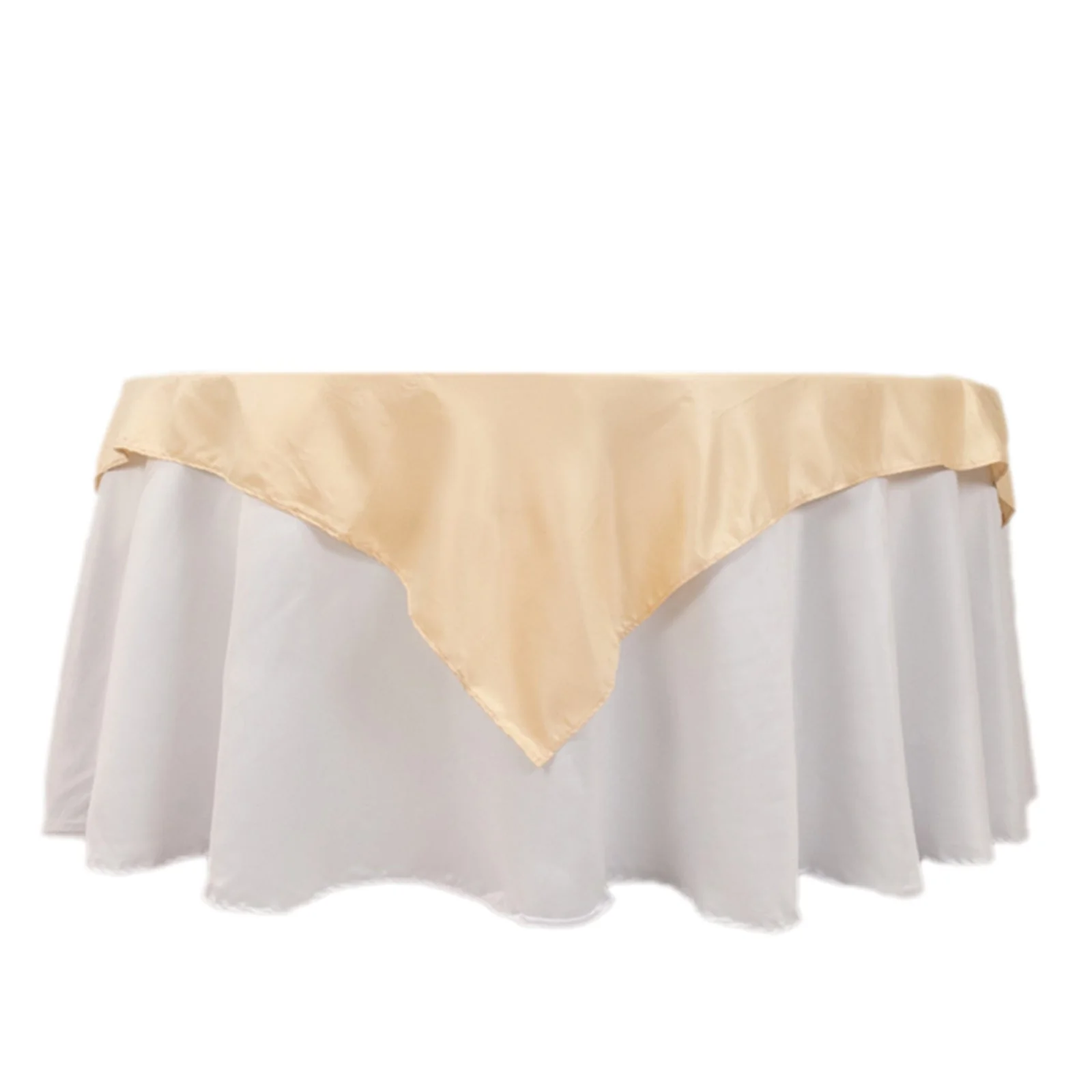 Lamour Satin Square Table Overlay 54"x54" Beige - Soft Tempered Sheen Table Topper - Image 7