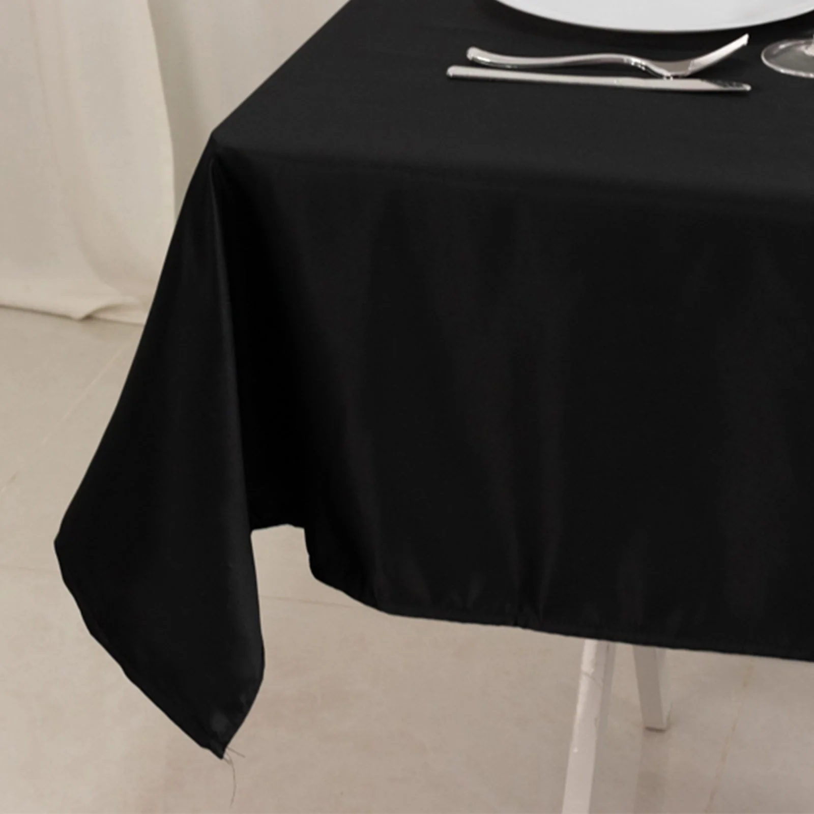 Lamour Satin Square Table Overlay 54"x54" Black - Classy Table Topper with Soft Tempered Sheen for Upscale Occasions - Image 4
