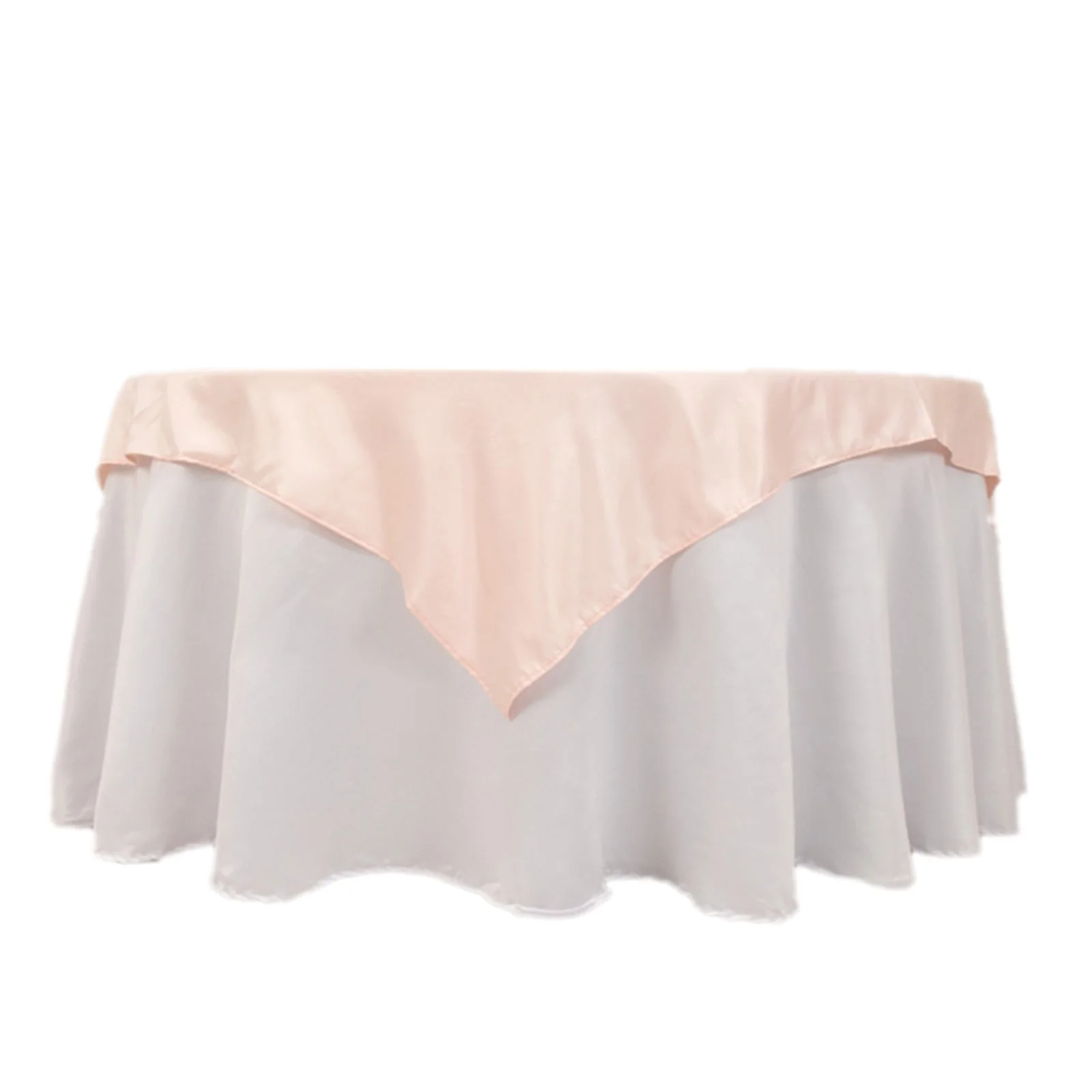 Lamour Satin Square Table Overlay 54"x54" Blush - Soft Tempered Sheen Table Topper - Image 7