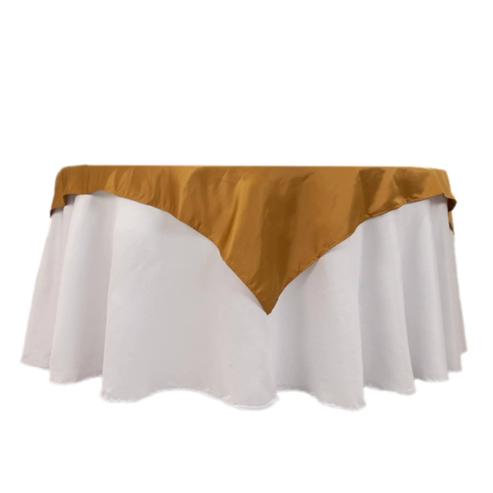 Lamour Satin Square Table Overlay 54"x54" Gold - Classy Table Topper with Soft Tempered Sheen for Upscale Occasions - Image 3