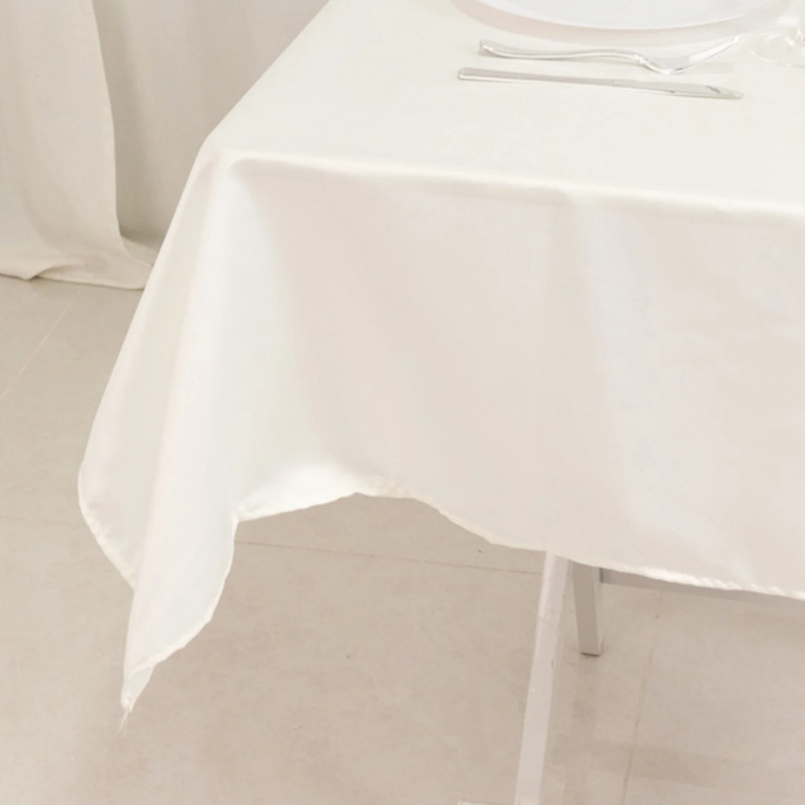Lamour Satin Square Table Overlay 54"x54" Ivory - Soft Tempered Sheen Table Topper - Image 4