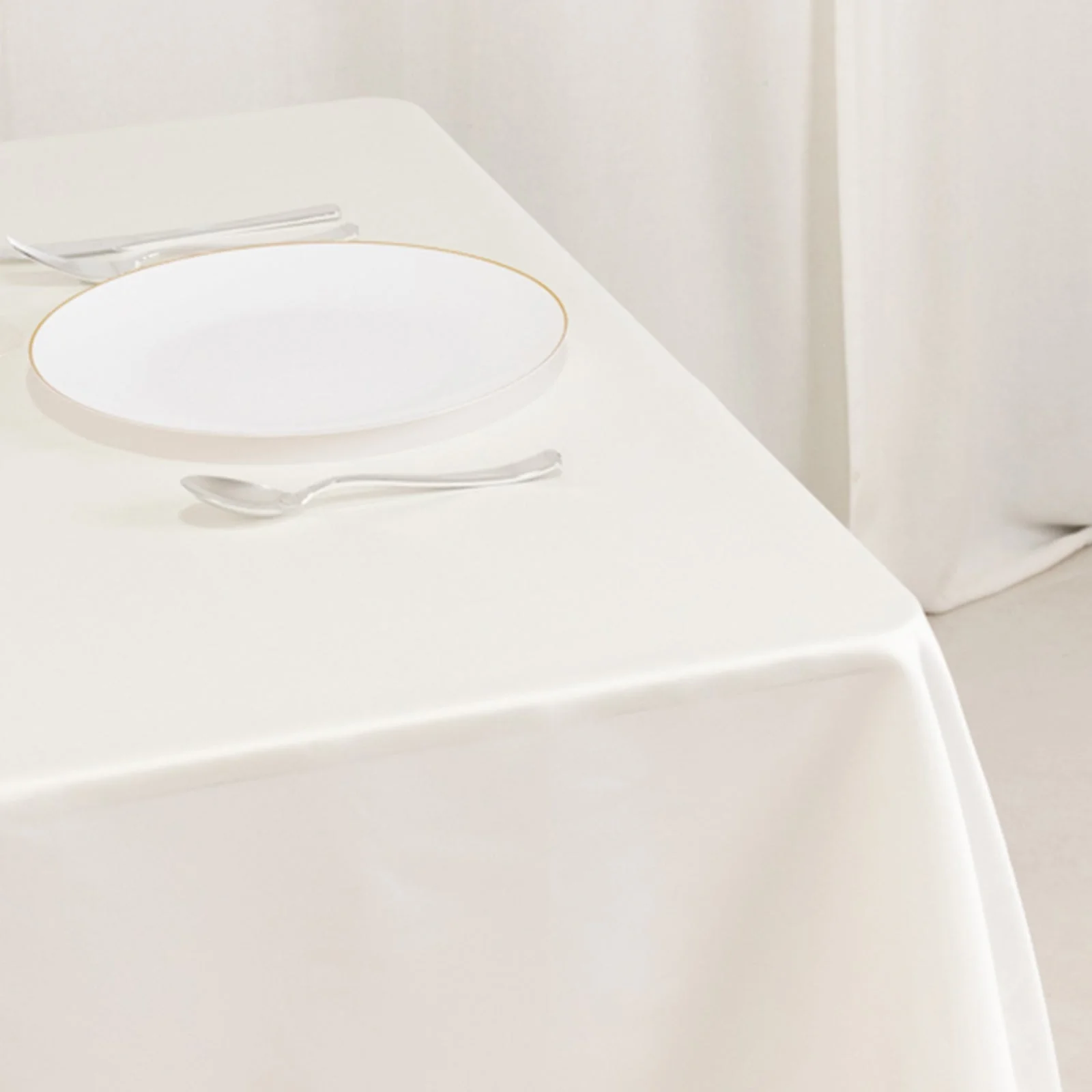 Lamour Satin Square Table Overlay 54"x54" Ivory - Soft Tempered Sheen Table Topper - Image 5