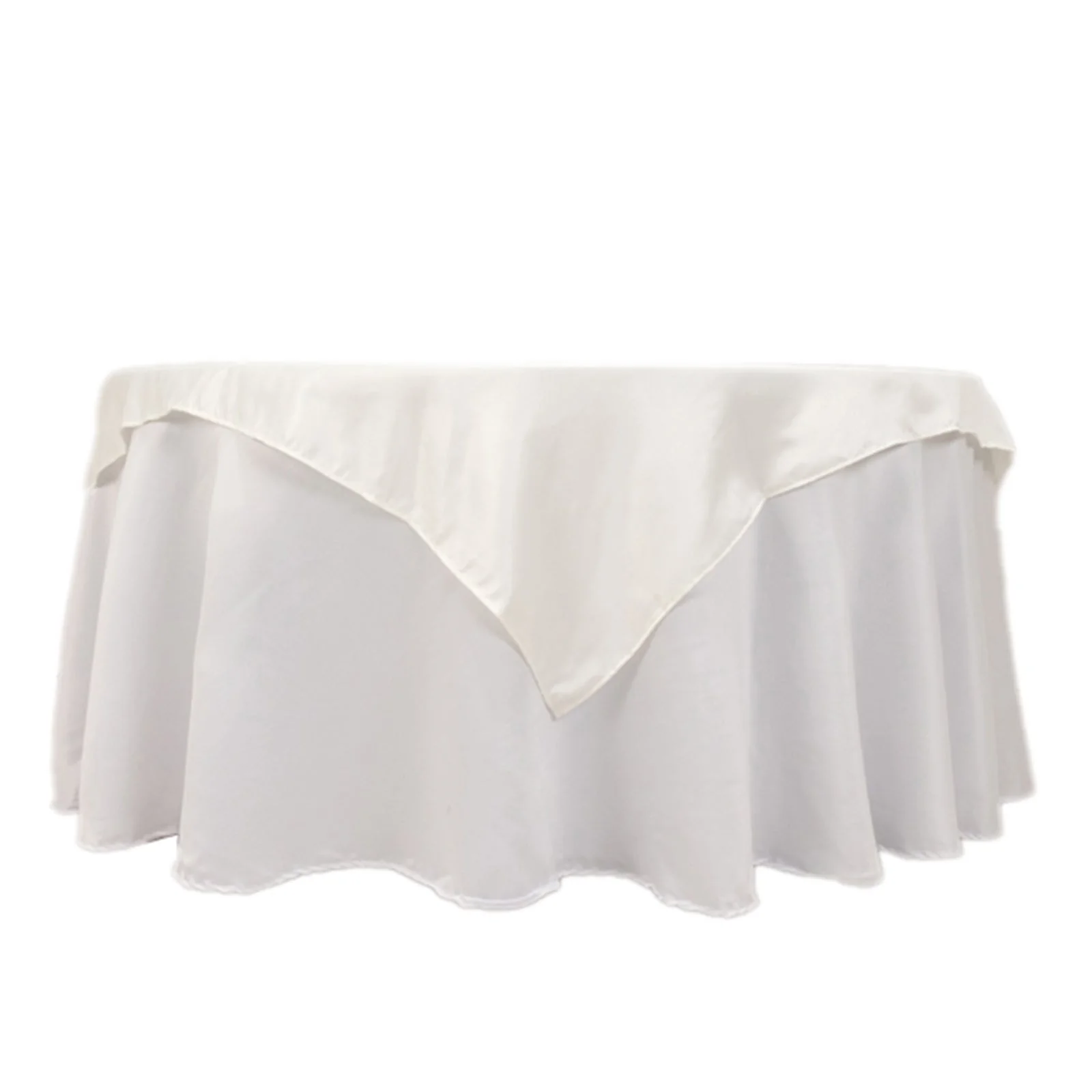 Lamour Satin Square Table Overlay 54"x54" Ivory - Soft Tempered Sheen Table Topper - Image 7