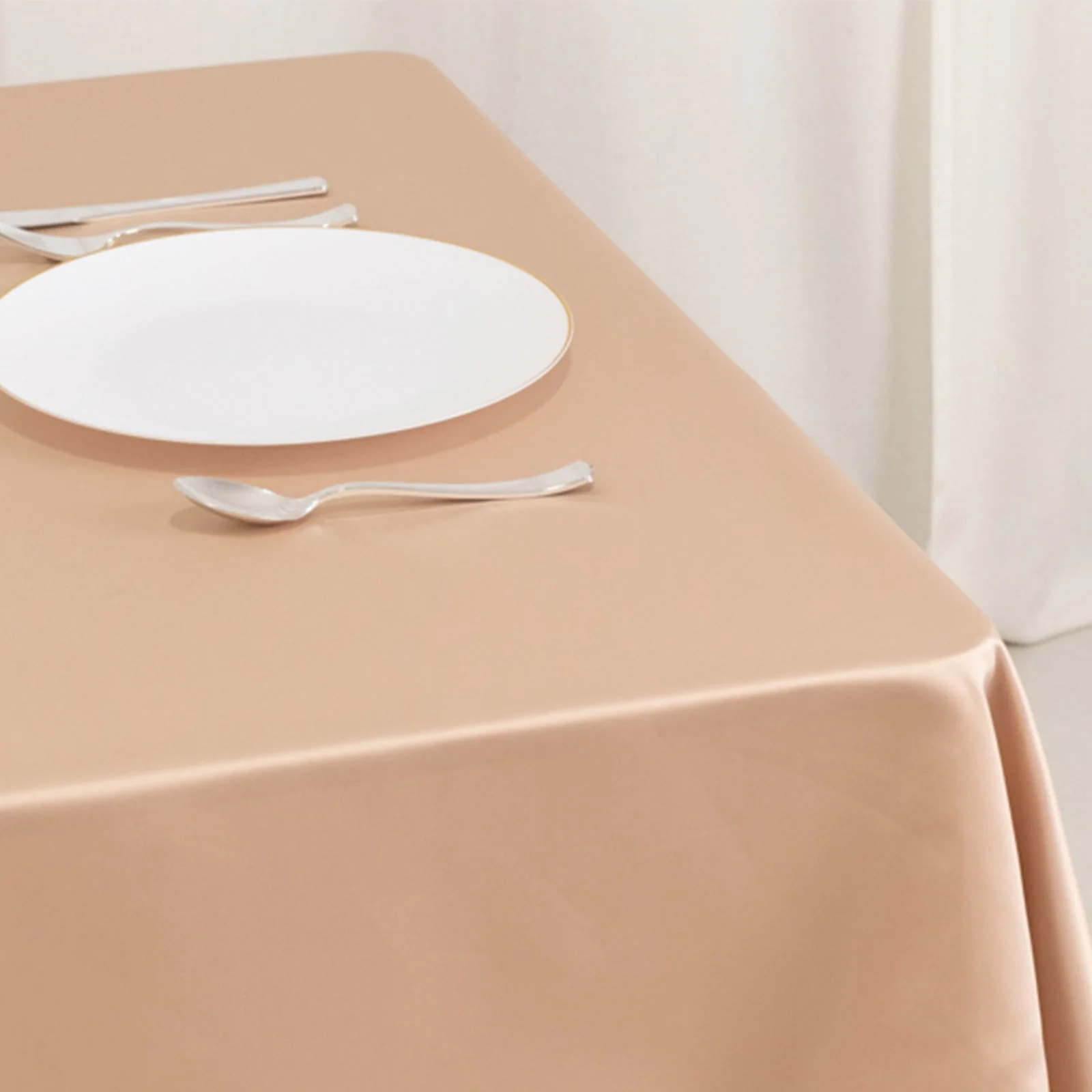 Lamour Satin Square Table Overlay 54"x54" Nude - Soft Tempered Sheen Table Topper - Image 5