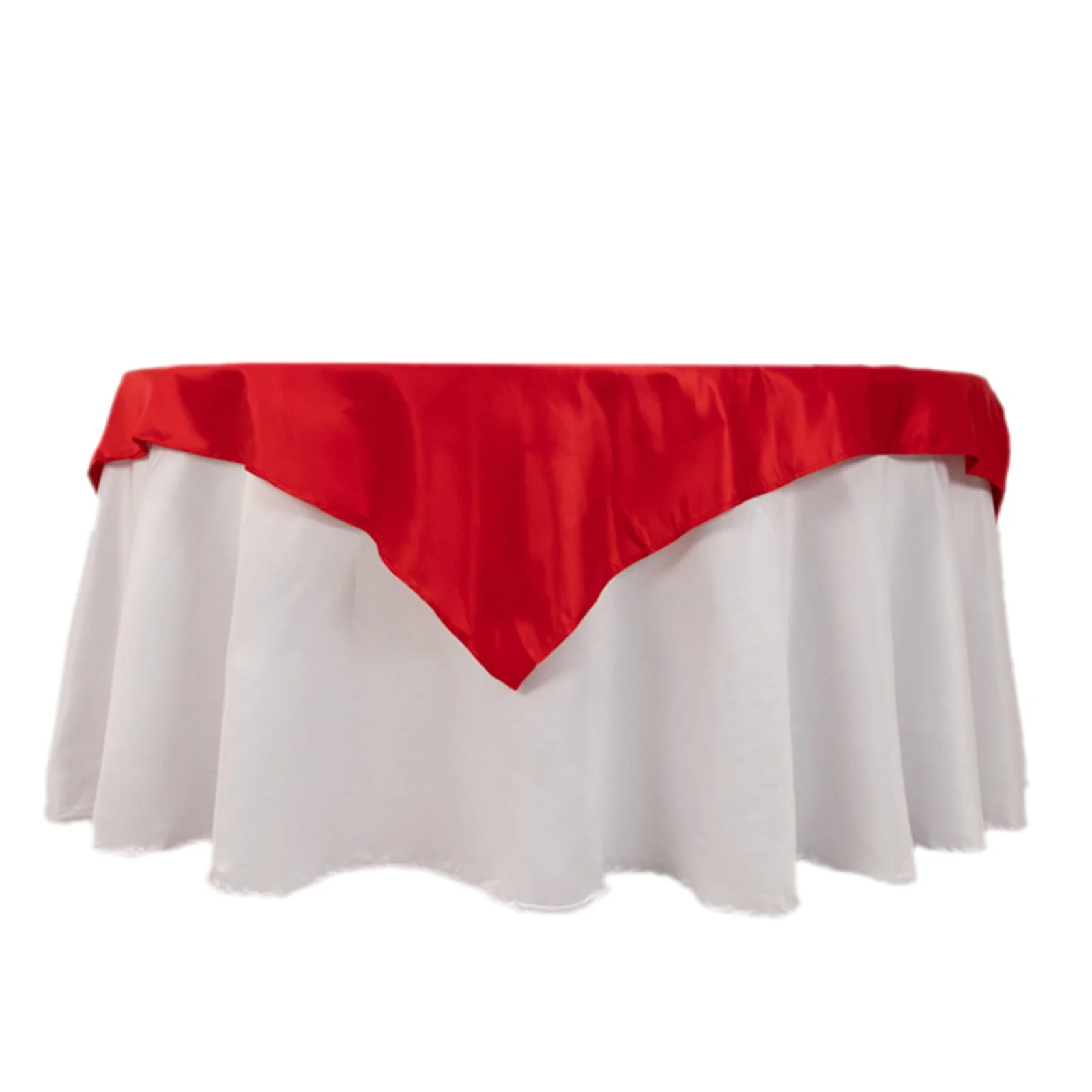 Lamour Satin Square Table Overlay 54"x54" Red - Soft Tempered Sheen Table Topper - Image 3