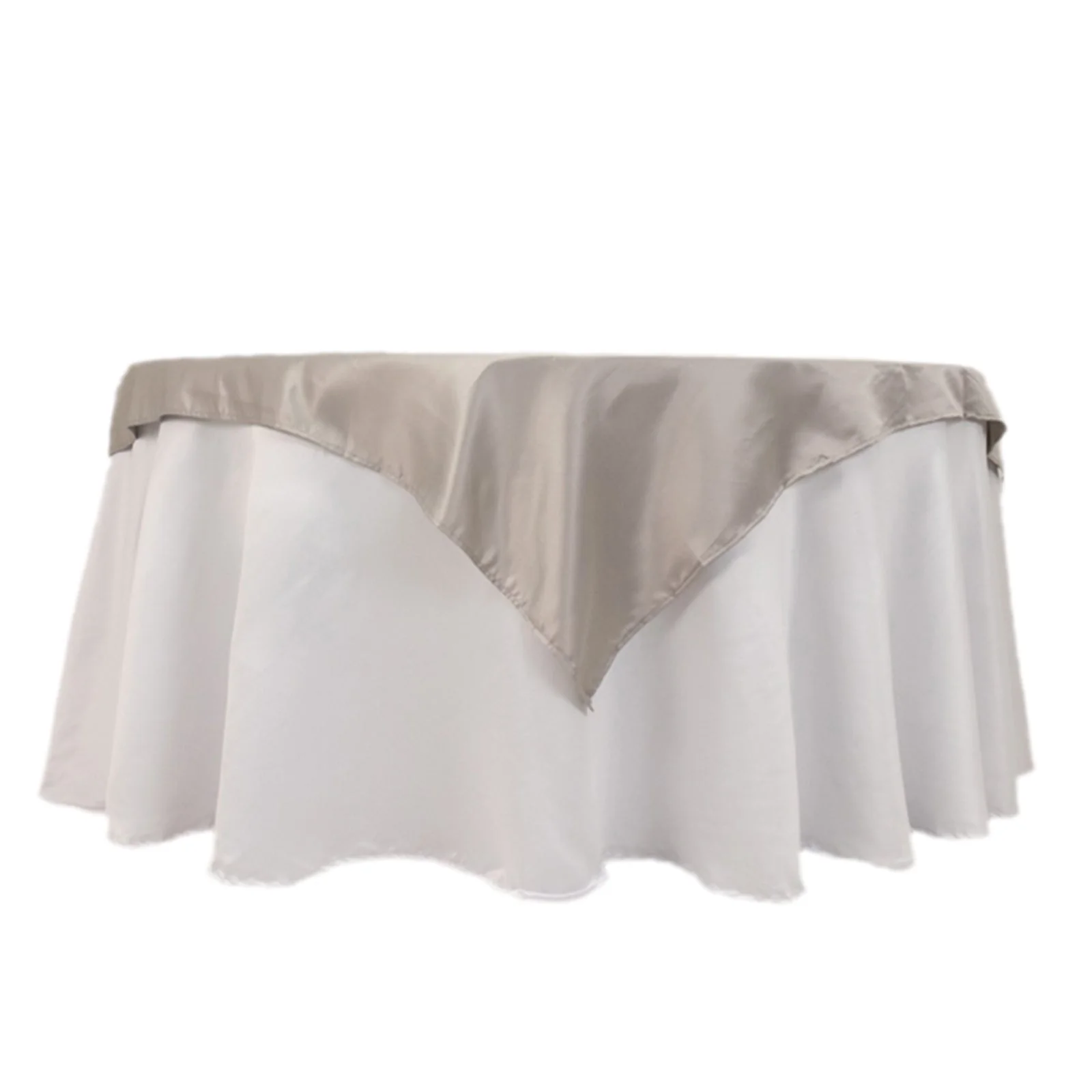 Lamour Satin Square Table Overlay 54"x54" Silver - Soft Tempered Sheen Table Topper - Image 3