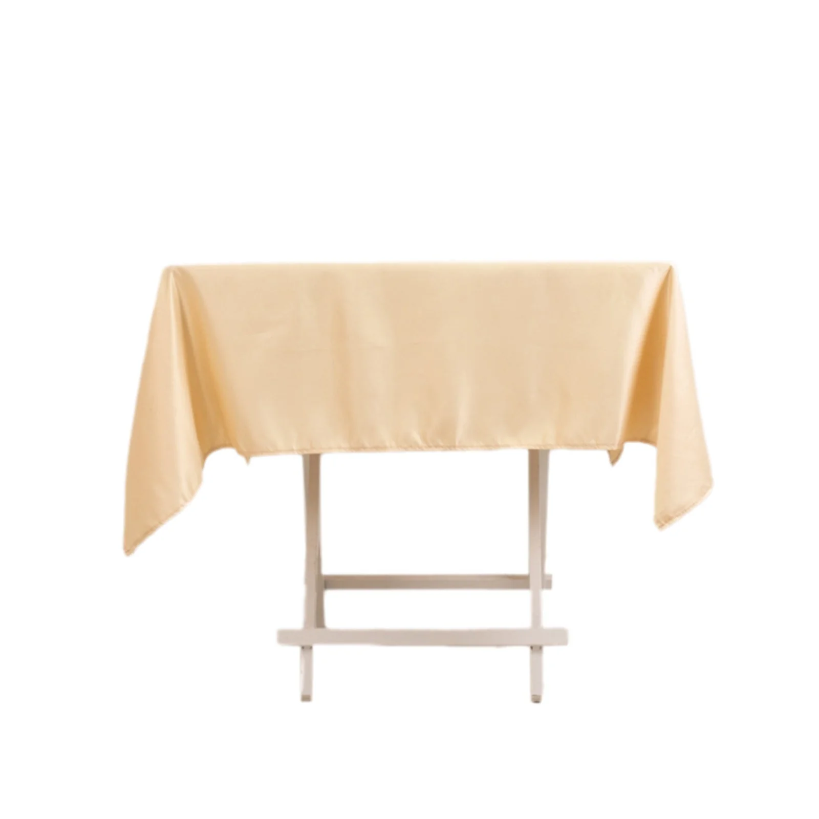 Lamour Satin Square Tablecloth 54"x54" Beige - Classy Silk-Like Table Cover - Image 7