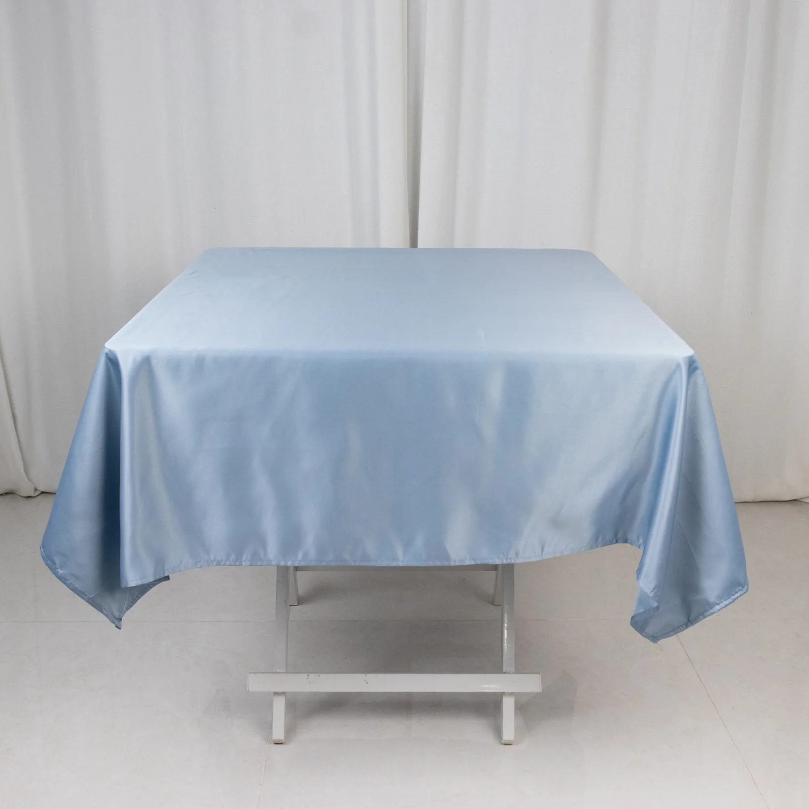 Lamour Satin Square Tablecloth 54"x54" Dusty Blue - Classy Silk-Like Table Cover