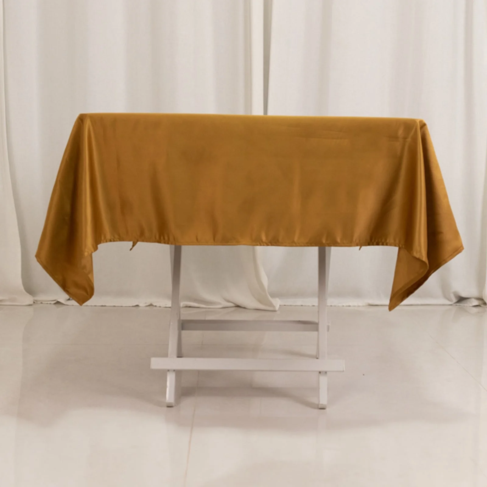 Lamour Satin Square Tablecloth 54"x54" Gold - Classy Table Cover with Soft Tempered Sheen for Upscale Occasions - Image 8