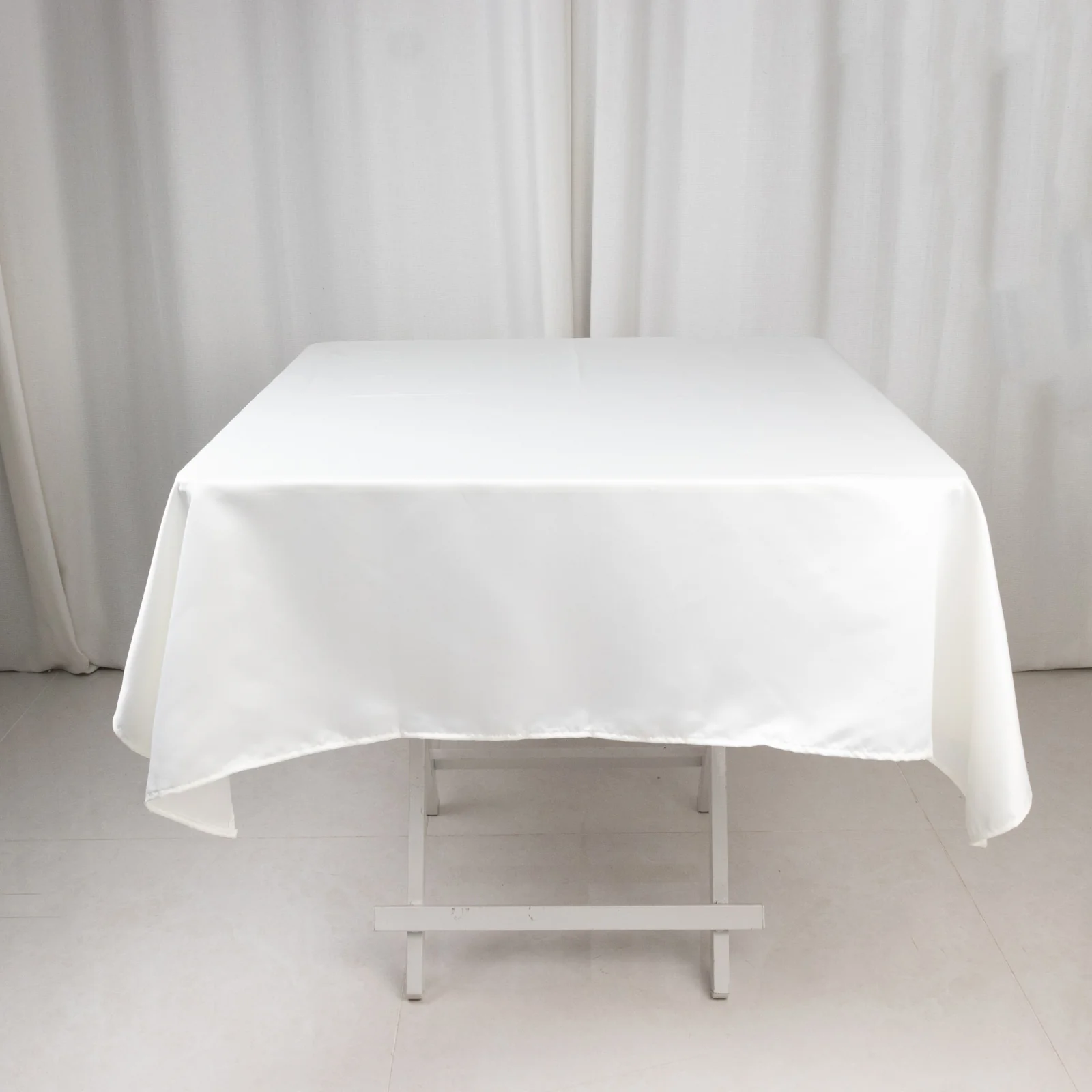 Lamour Satin Square Tablecloth 54"x54" Ivory - Classy Silk-Like Table Cover