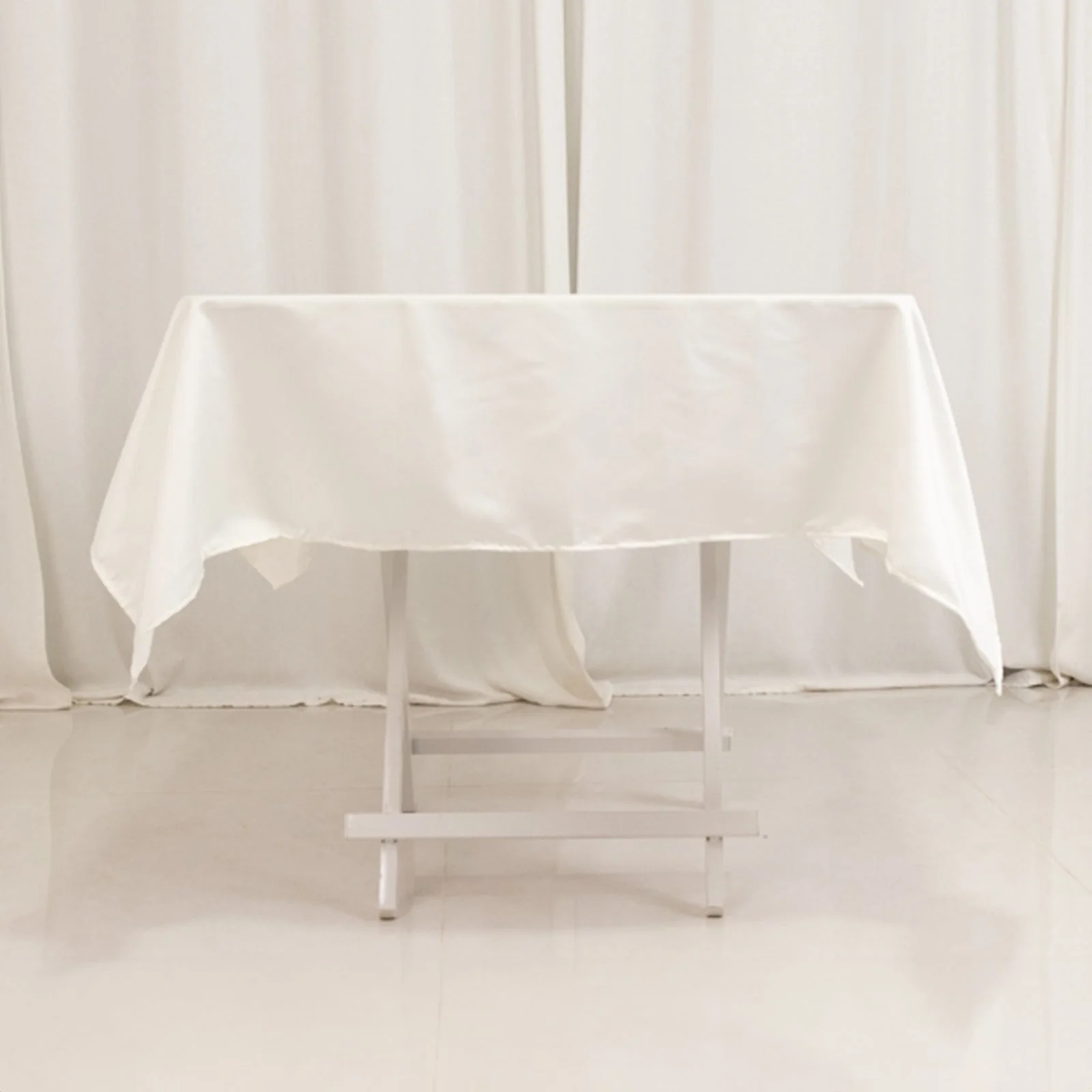 Lamour Satin Square Tablecloth 54"x54" Ivory - Classy Silk-Like Table Cover - Image 8
