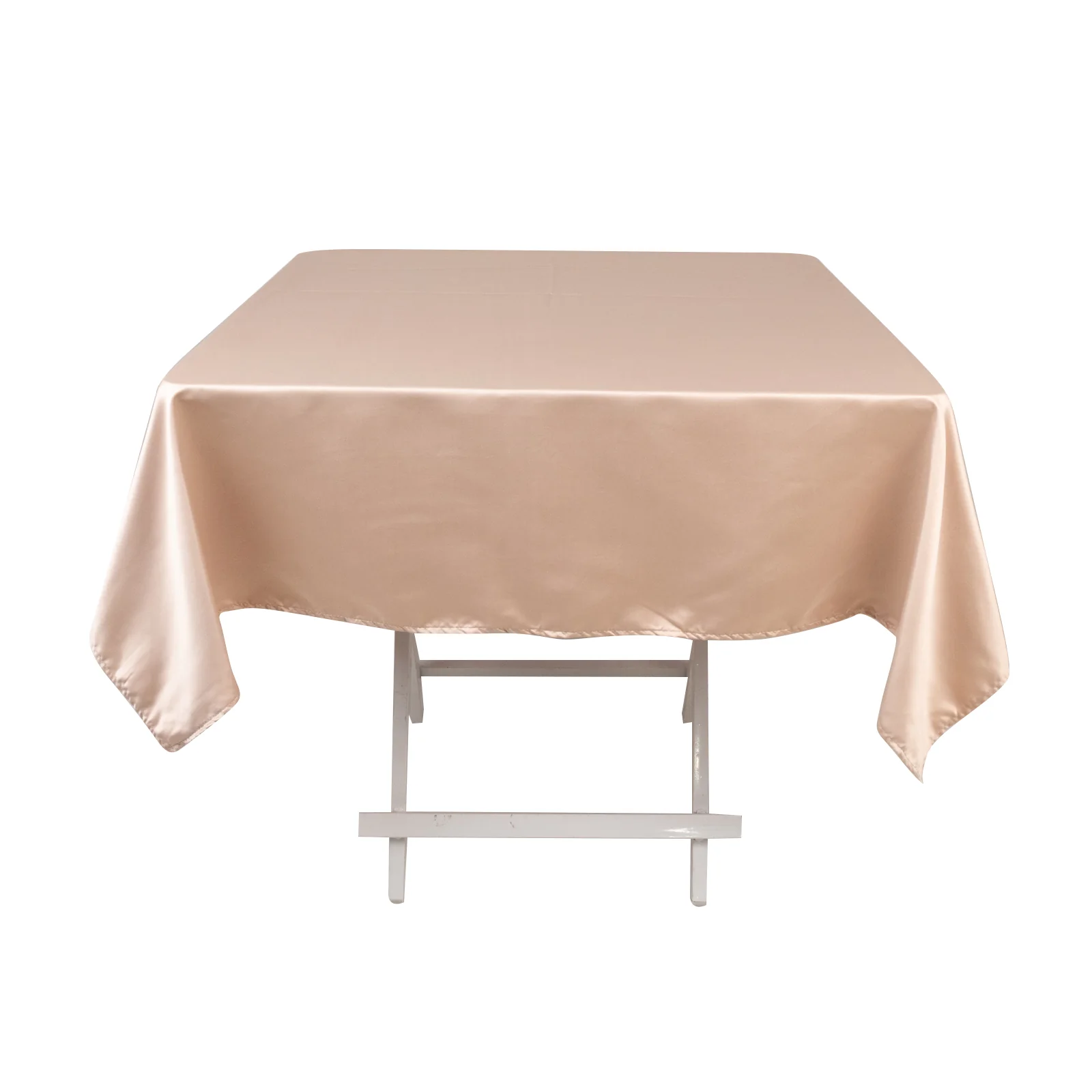 Lamour Satin Square Tablecloth 54"x54" Nude - Classy Silk-Like Table Cover - Image 3