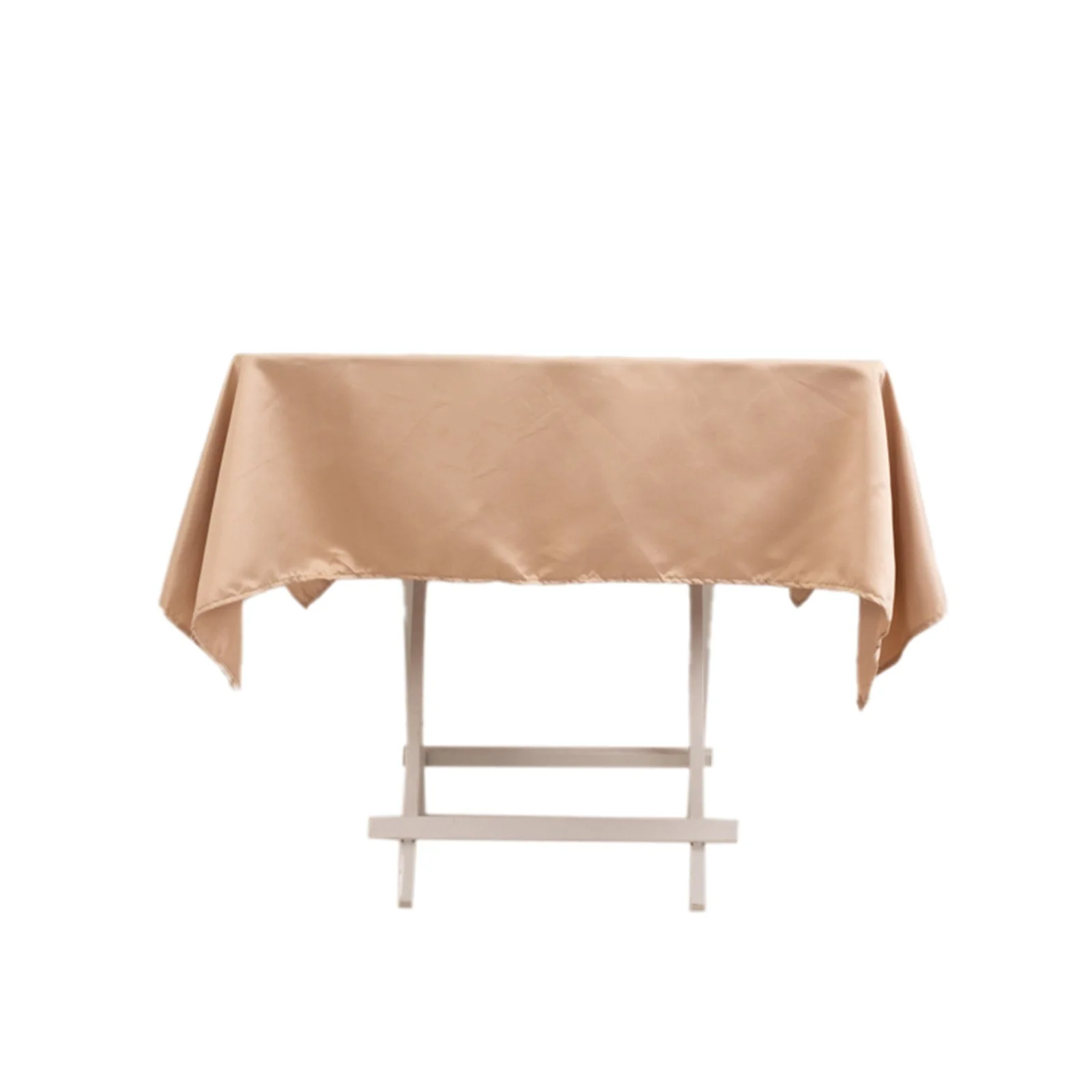 Lamour Satin Square Tablecloth 54"x54" Nude - Classy Silk-Like Table Cover - Image 7
