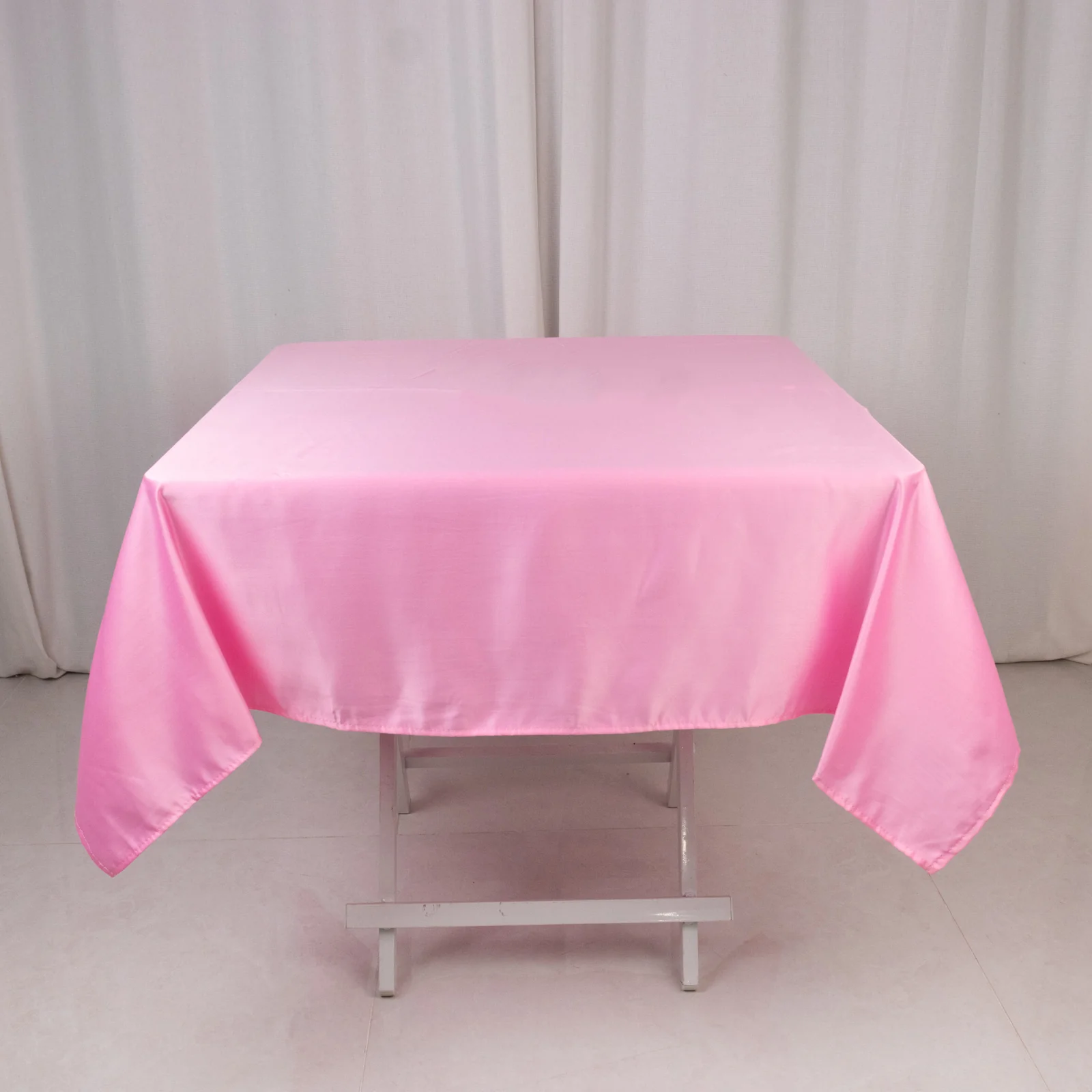 Lamour Satin Square Tablecloth 54"x54" Pink - Classy Silk-Like Table Cover