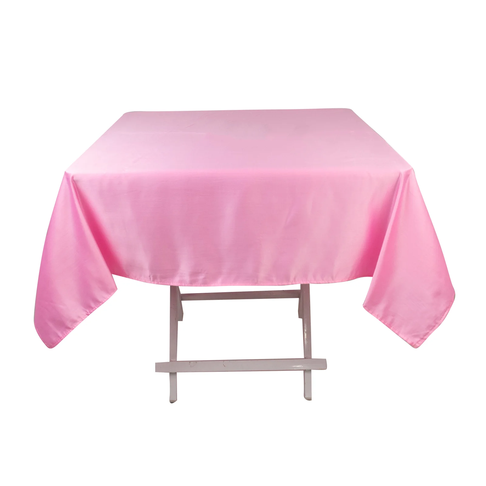 Lamour Satin Square Tablecloth 54"x54" Pink - Classy Silk-Like Table Cover - Image 3