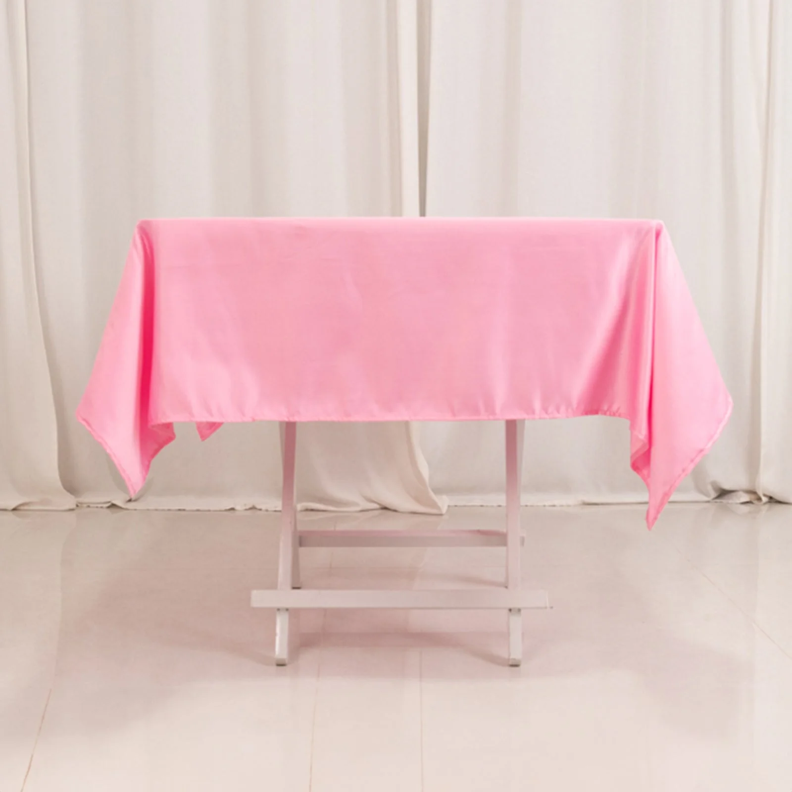 Lamour Satin Square Tablecloth 54"x54" Pink - Classy Silk-Like Table Cover - Image 8