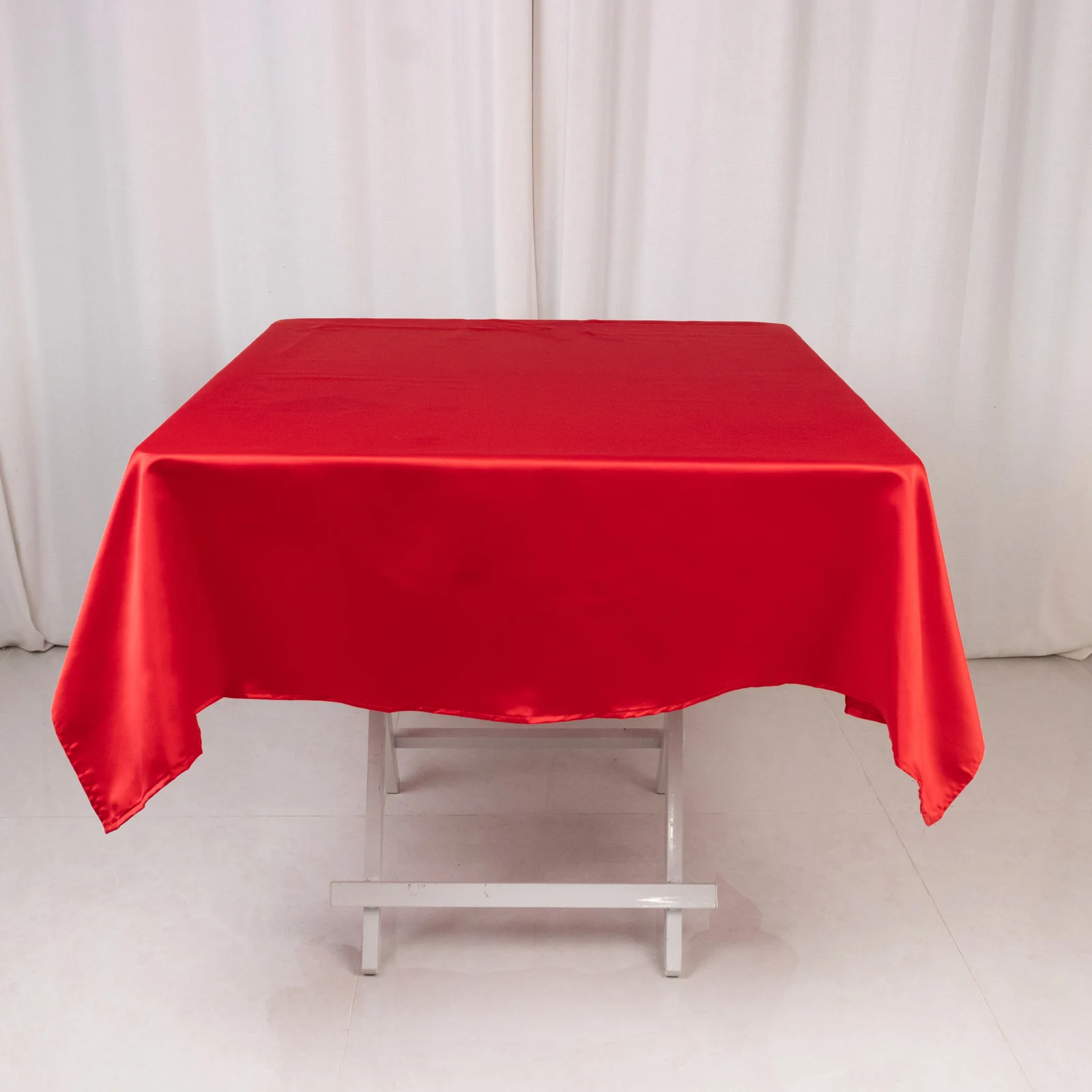 Lamour Satin Square Tablecloth 54"x54" Red - Classy Silk-Like Table Cover