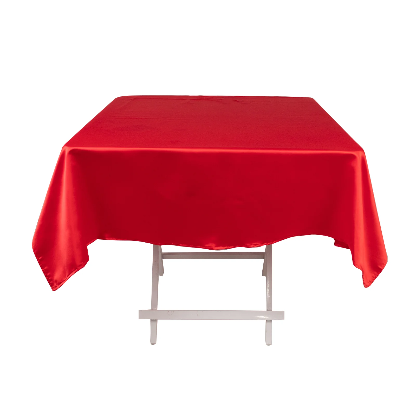 Lamour Satin Square Tablecloth 54"x54" Red - Classy Silk-Like Table Cover - Image 3