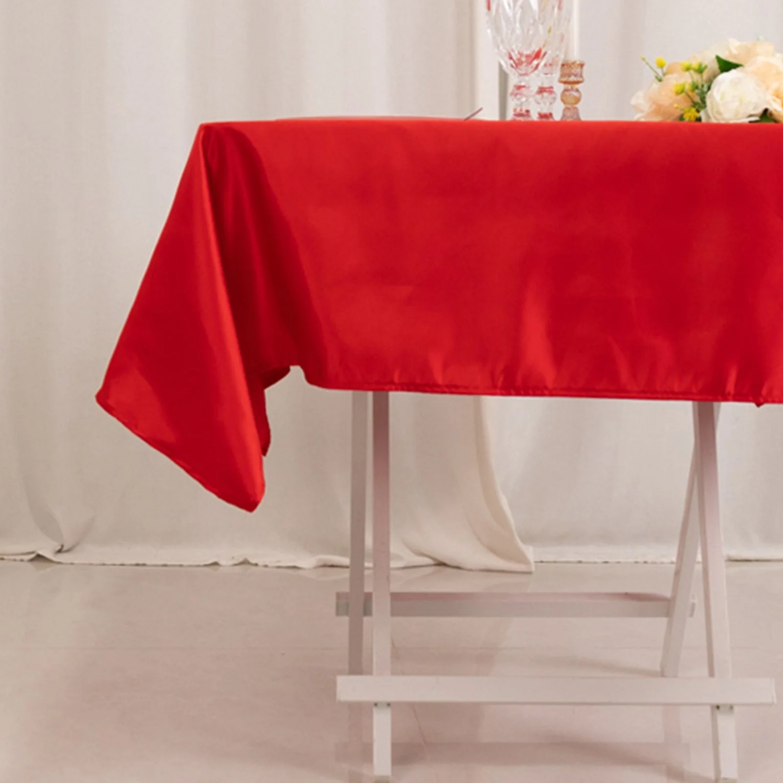 Lamour Satin Square Tablecloth 54"x54" Red - Classy Silk-Like Table Cover - Image 5