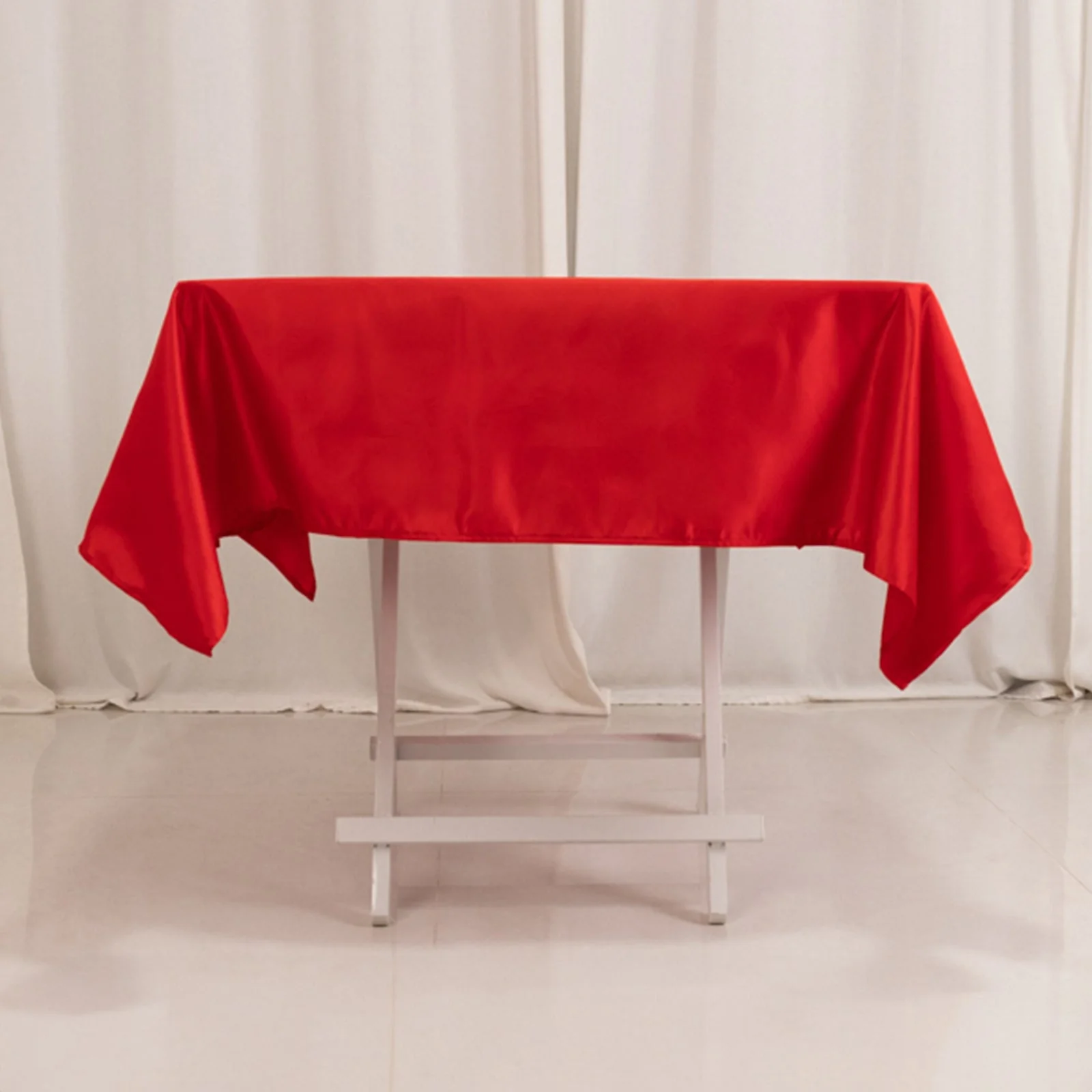 Lamour Satin Square Tablecloth 54"x54" Red - Classy Silk-Like Table Cover - Image 8
