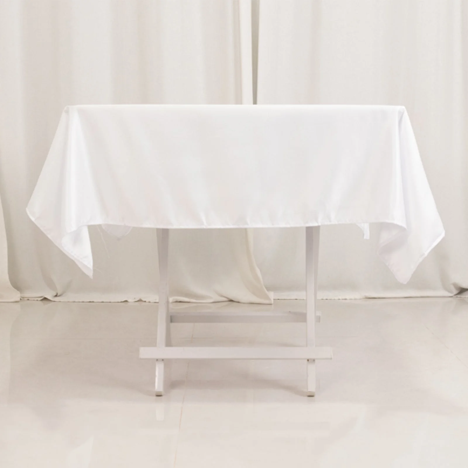 Lamour Satin Square Tablecloth 54"x54" White - Classy Table Cover with Soft Tempered Sheen for Upscale Occasions - Image 7