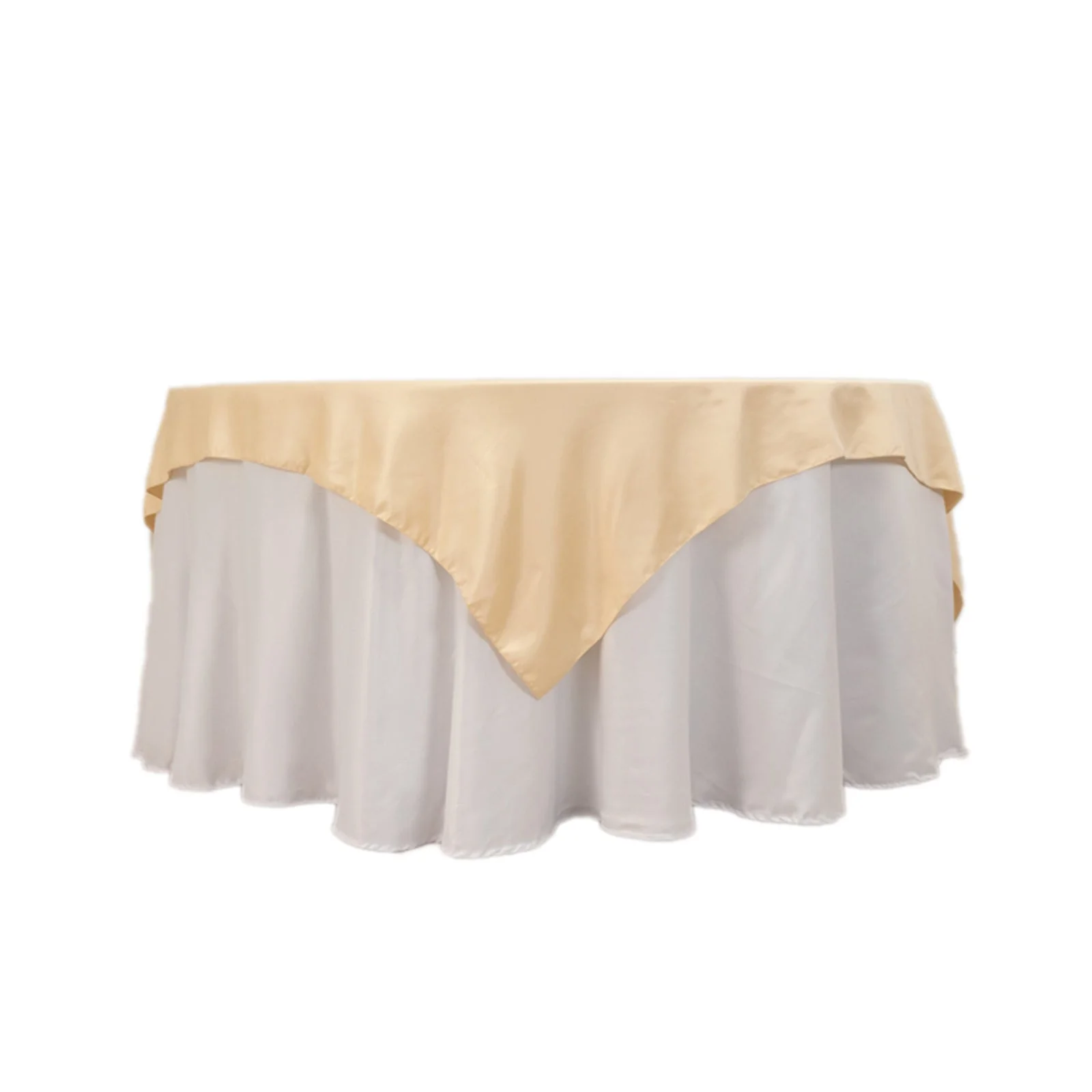 Lamour Satin Table Overlay 72"x72" Beige with Smooth Finish - Image 7