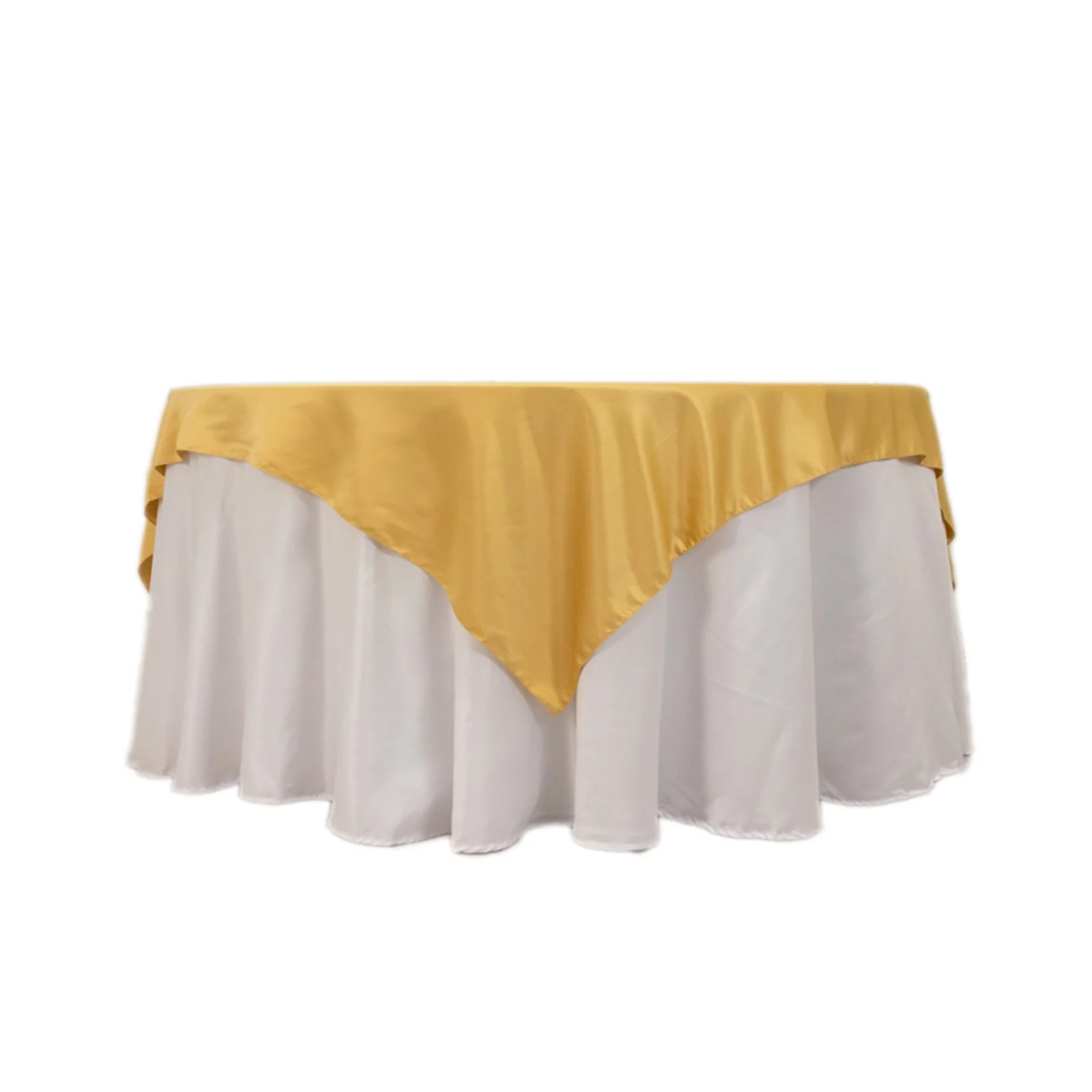 Lamour Satin Table Overlay 72"x72" Champagne with Smooth Finish - Image 6
