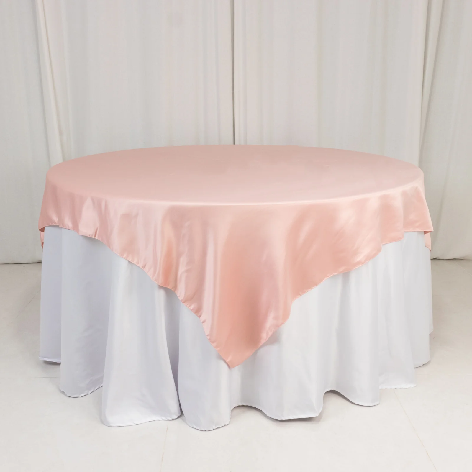 Lamour Satin Table Overlay 72"x72" Dusty Rose with Smooth Finish