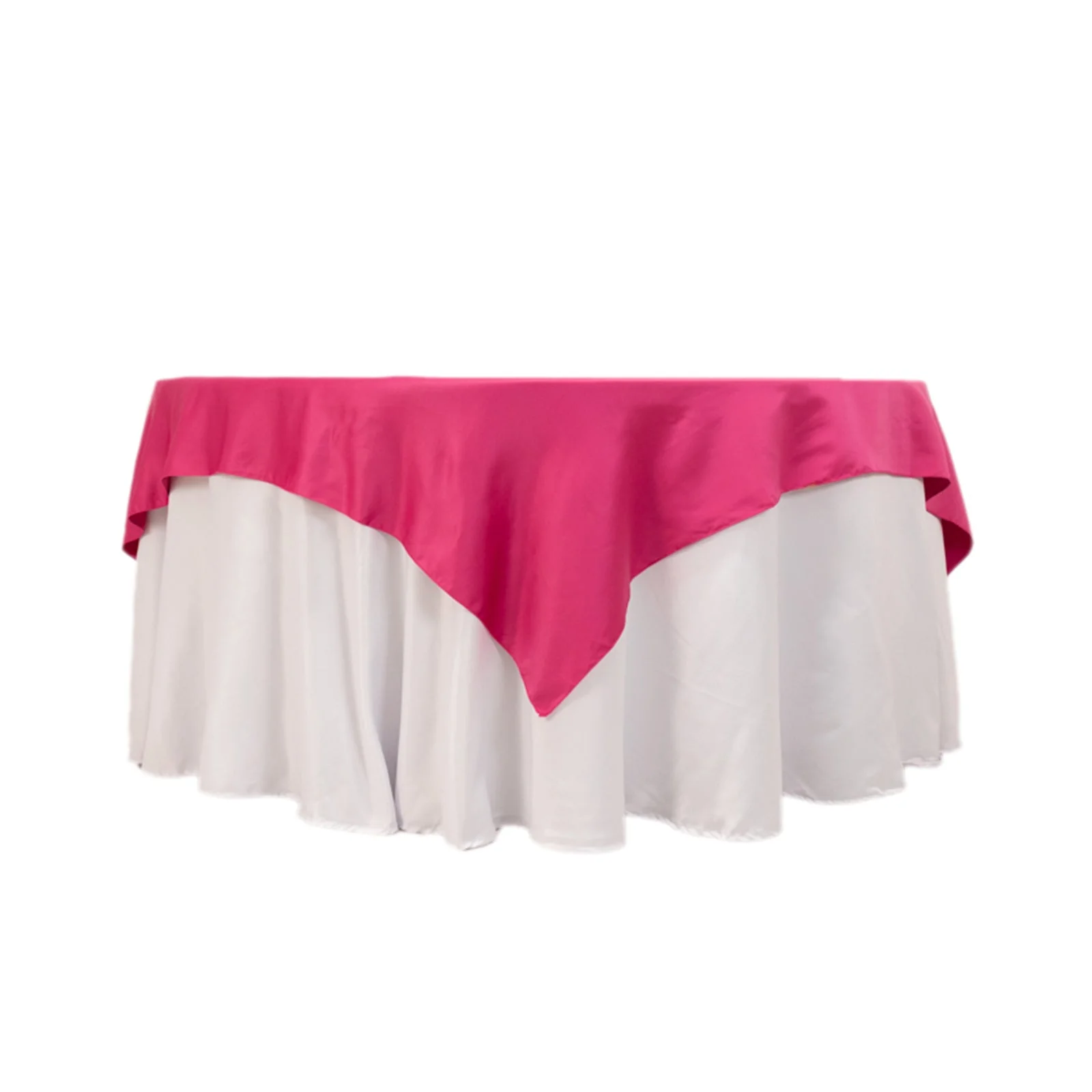 Lamour Satin Table Overlay 72"x72" Fuchsia with Smooth Finish - Image 7
