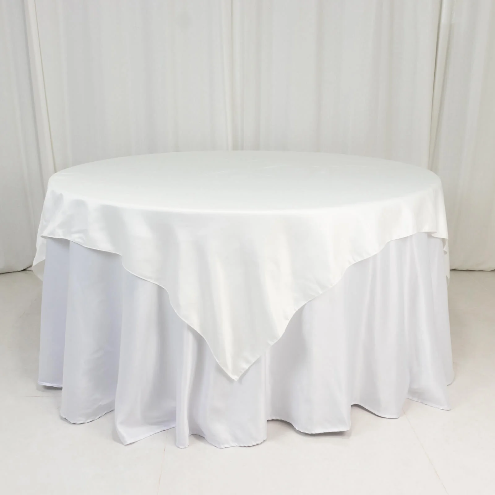 Lamour Satin Table Overlay 72"x72" Ivory with Smooth Finish