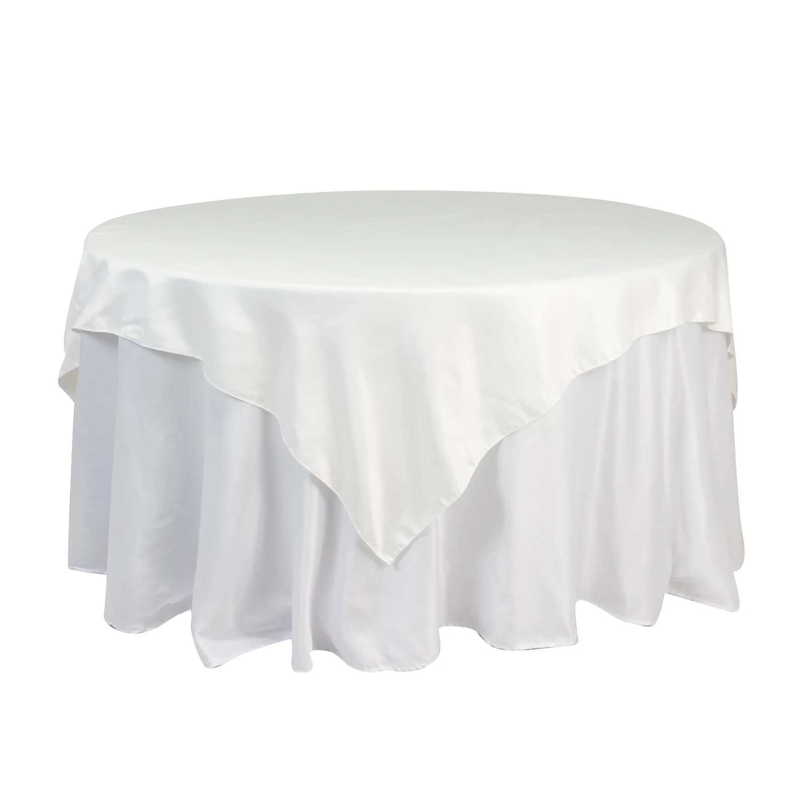 Lamour Satin Table Overlay 72"x72" Ivory with Smooth Finish - Image 3