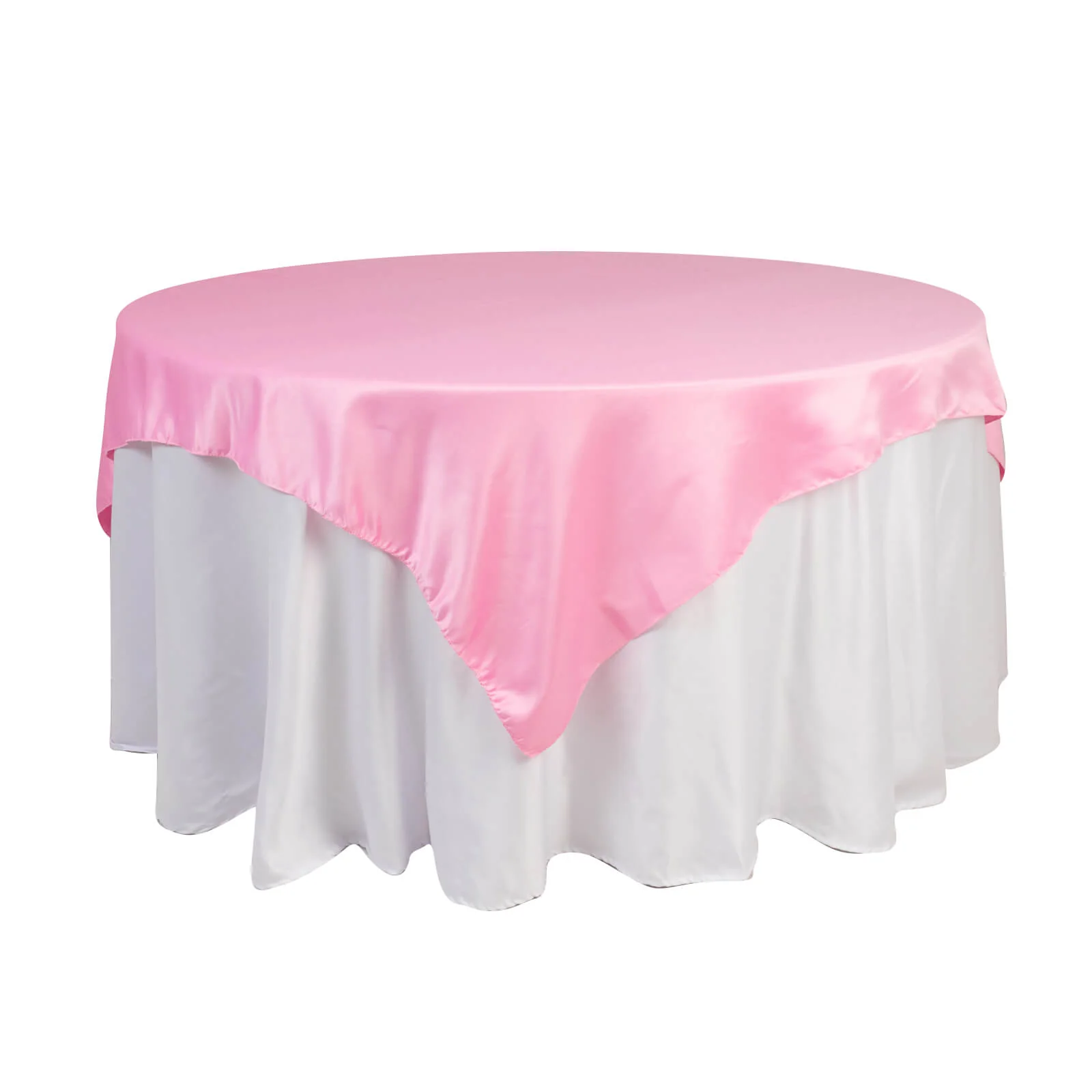 Lamour Satin Table Overlay 72"x72" Pink with Smooth Finish - Image 3