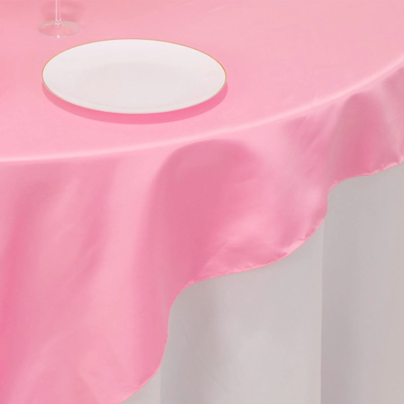 Lamour Satin Table Overlay 72"x72" Pink with Smooth Finish - Image 6